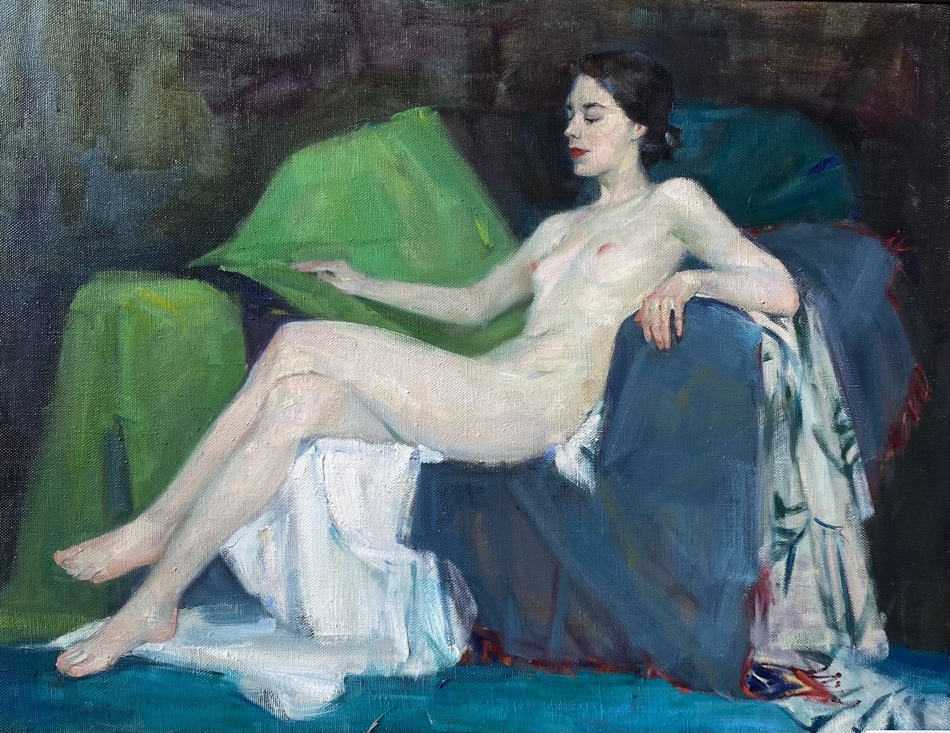 Алина Буглеева (Картина, живопись - 
                  95 x 80 см) Девушка на зелёном