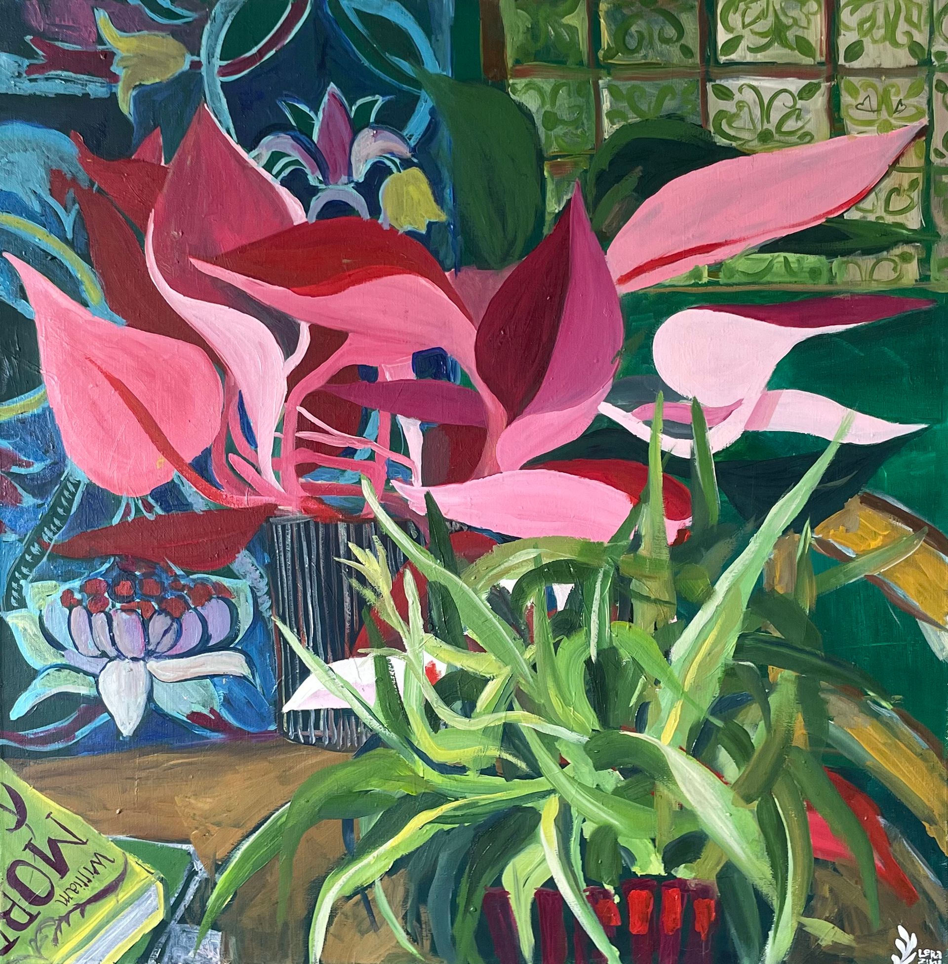 Валерия Зимятова (Картина, живопись - 
                  70 x 70 см) Розовый куст и Моррис