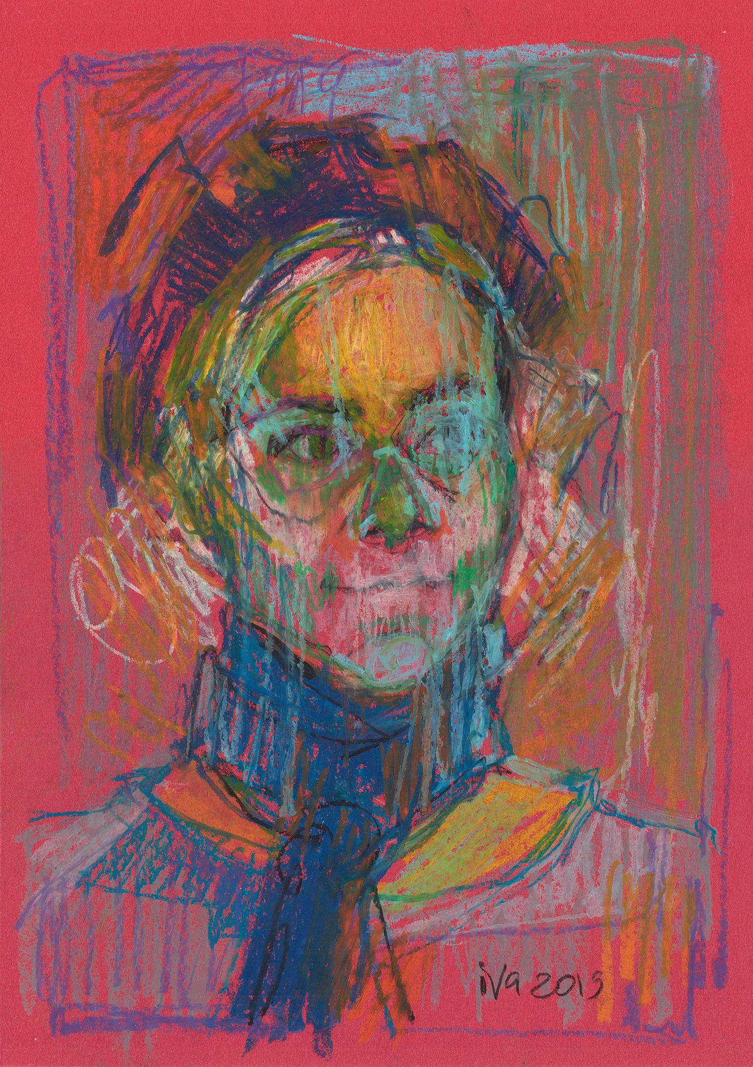 Татьяна Ивченкова (Авторская графика - 
                  24 x 34 см) Молодая женщина на красном