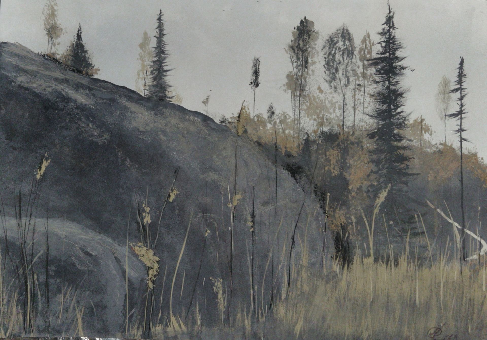 Никита Лобачёв (Картина, живопись - 
                  100 x 70 см) У серого камня
