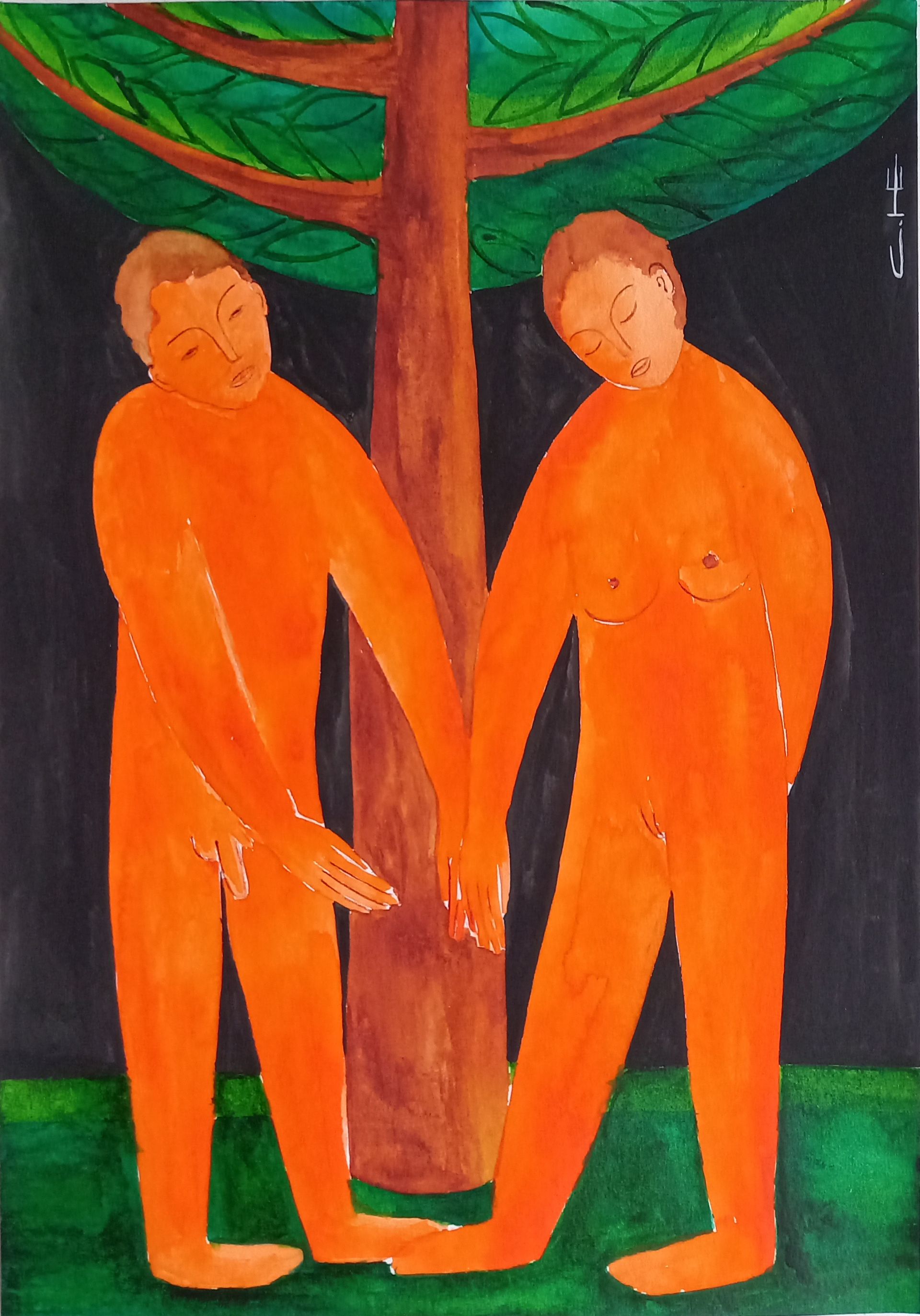 Саша Катинаускиене (Авторская графика - 
                  21 x 29.7 см) Адам и Ева