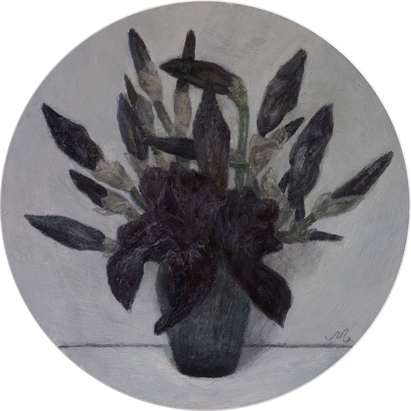 Ольга Менжилий (Картина, живопись - 
                  40 x 40 см) Черные ирисы