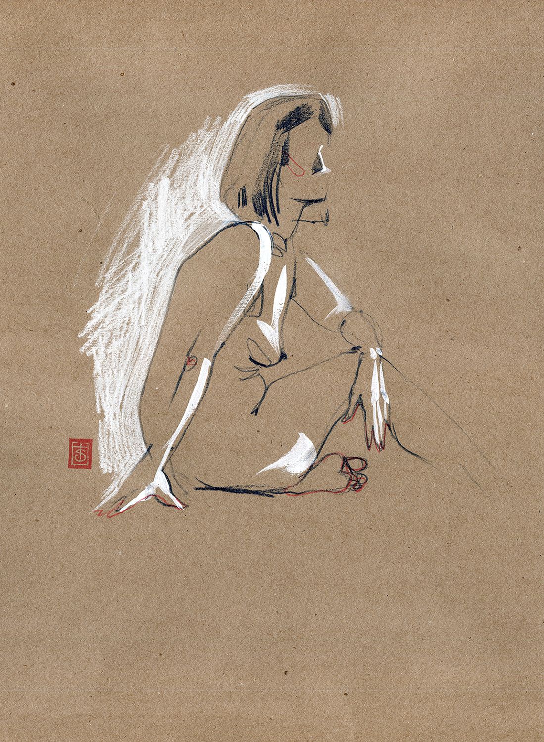 Виктория Севастьянова (Авторская графика - 
                  30 x 42 см) Nude 0141