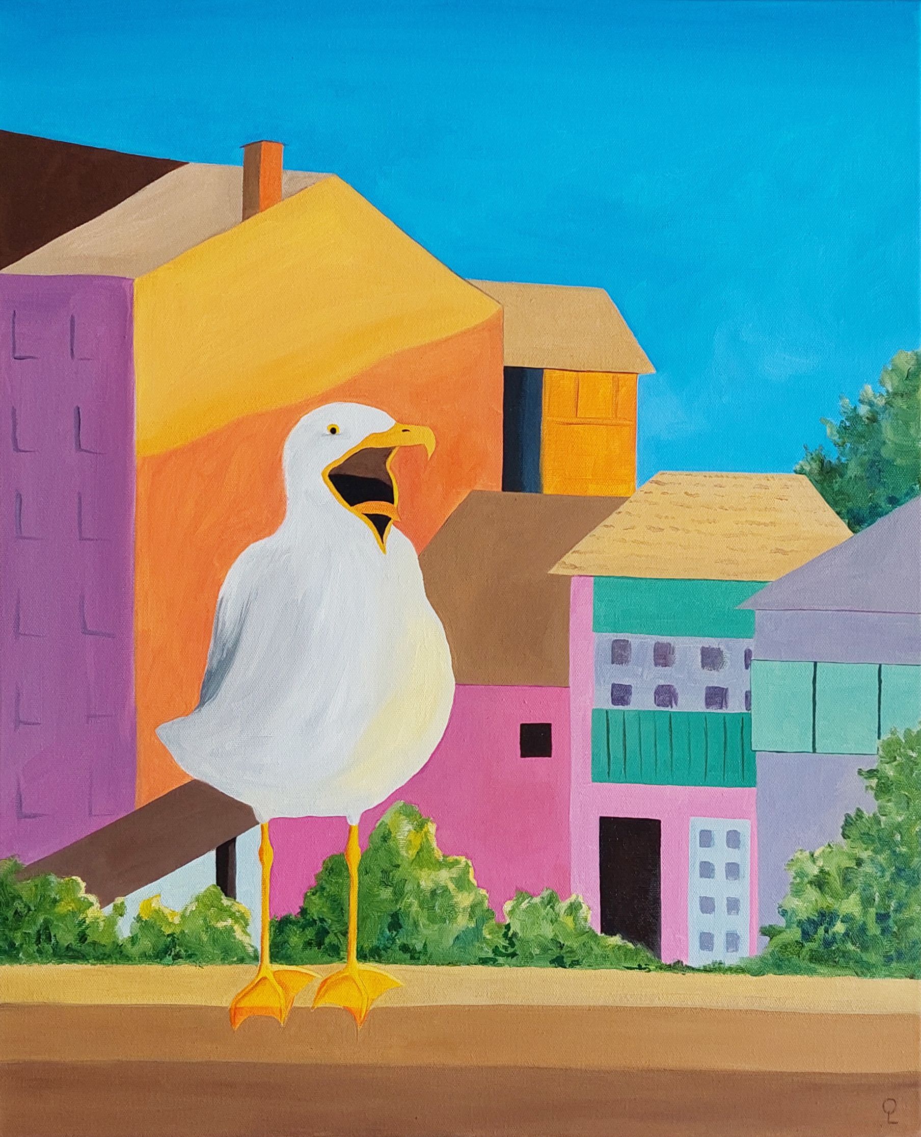 Оливия Лем (Картина, живопись - 
                  50 x 60 см) Чайка в городе