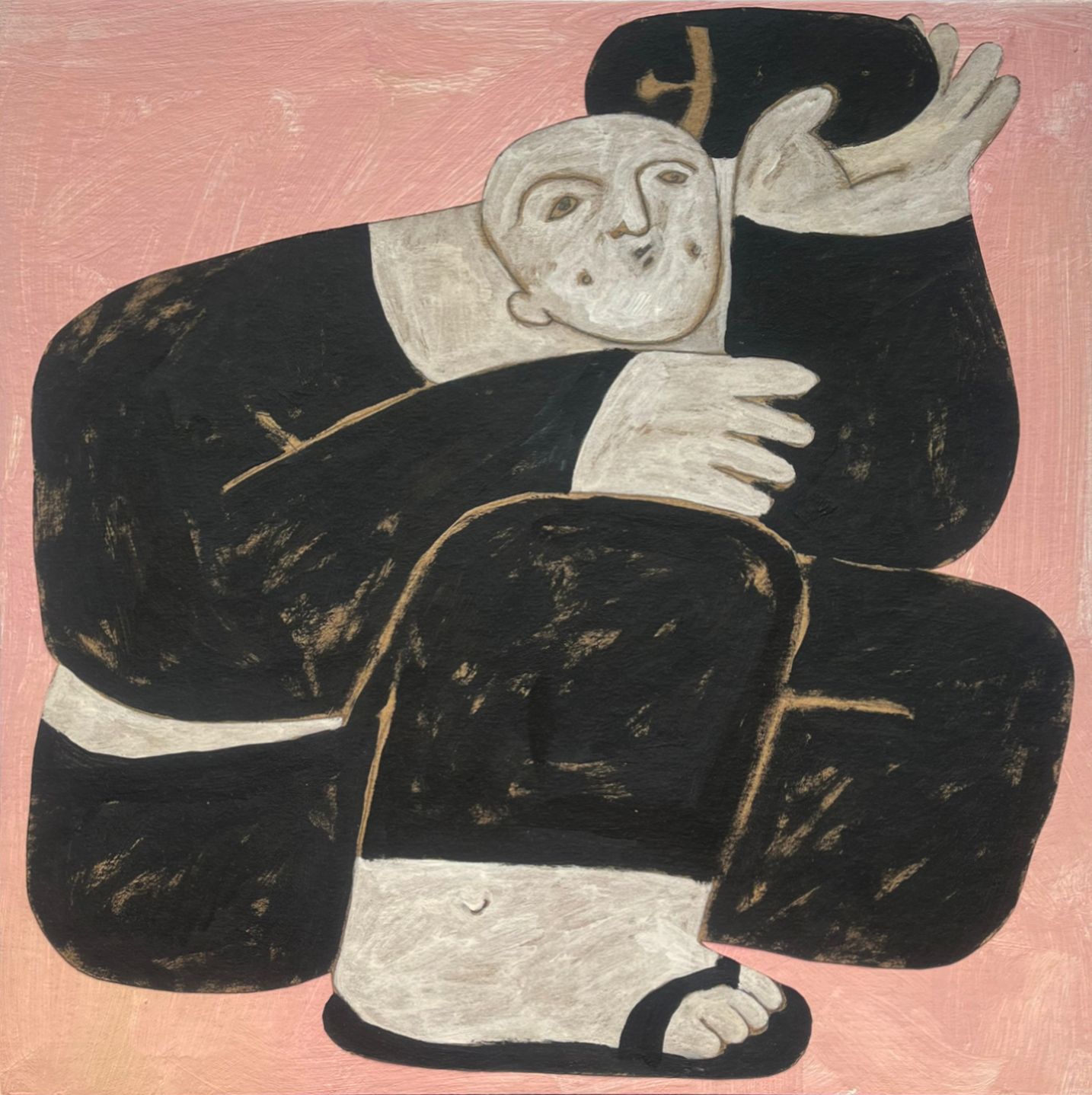 Максим Винокуров (Авторская графика - 
                  30 x 30 см) Бью тапком по голове свой ум