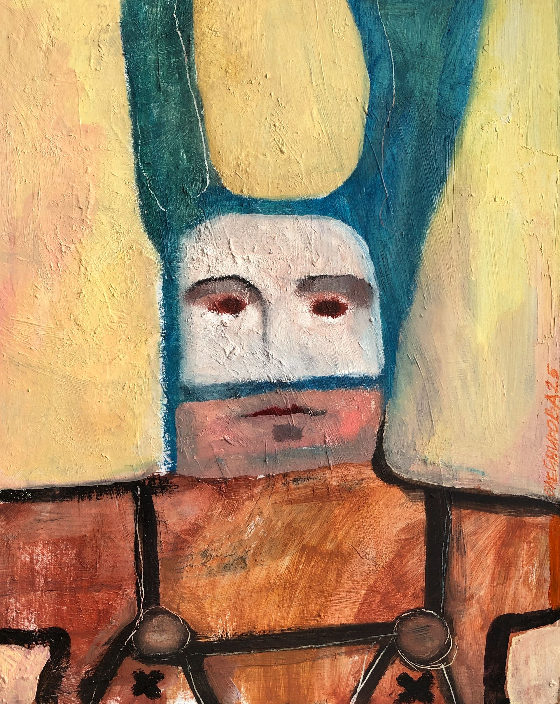 Лера Олейникова (Авторская графика - 
                  30 x 38 см) Портрет-маска. Заяц 4