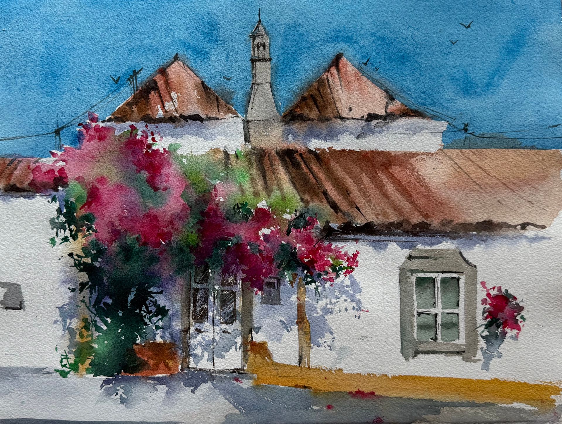 Полина Мотовилова (Авторская графика - 
                  38 x 28 см) Испанский домик