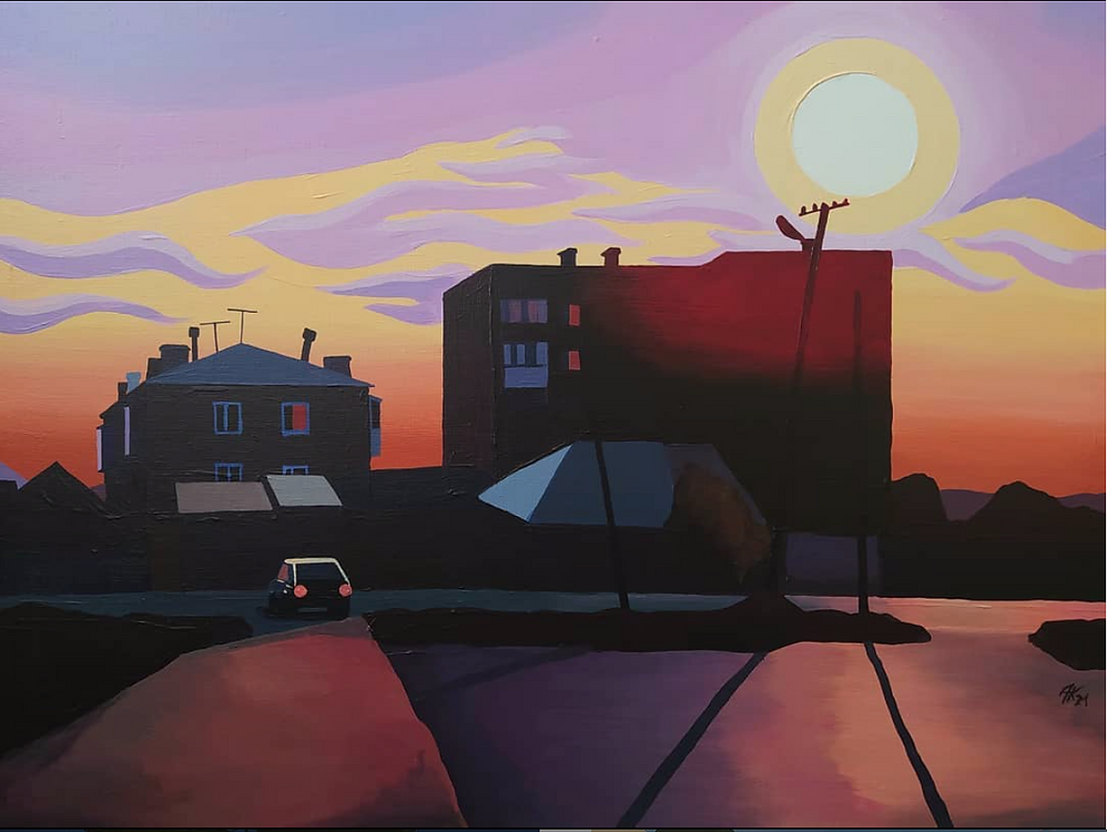 Антон Куприянов (Картина, живопись - 
                  80 x 60 см) Sunset in the city center