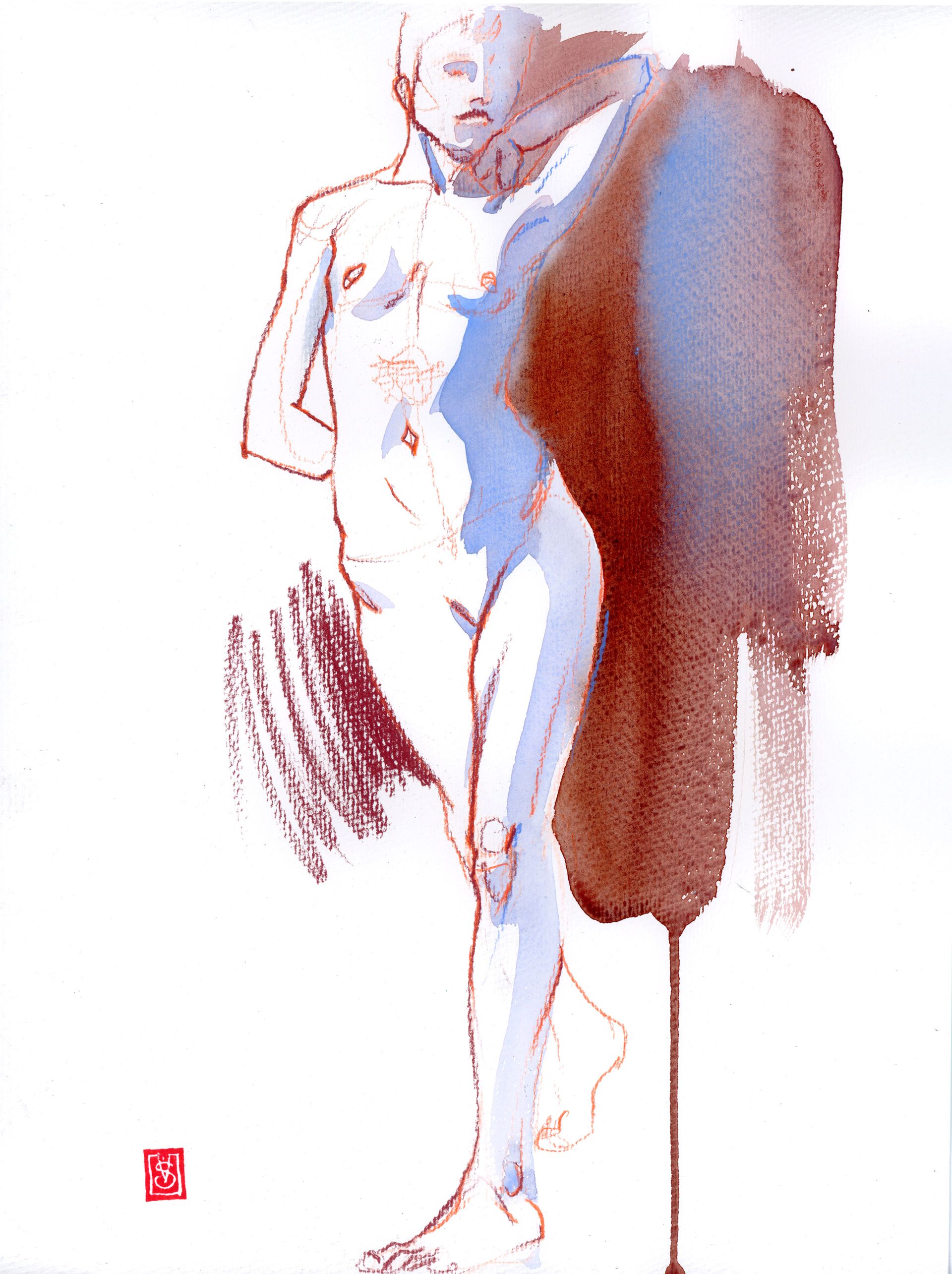 Виктория Севастьянова (Авторская графика - 
                  27 x 39 см) Nude life drawing 075
