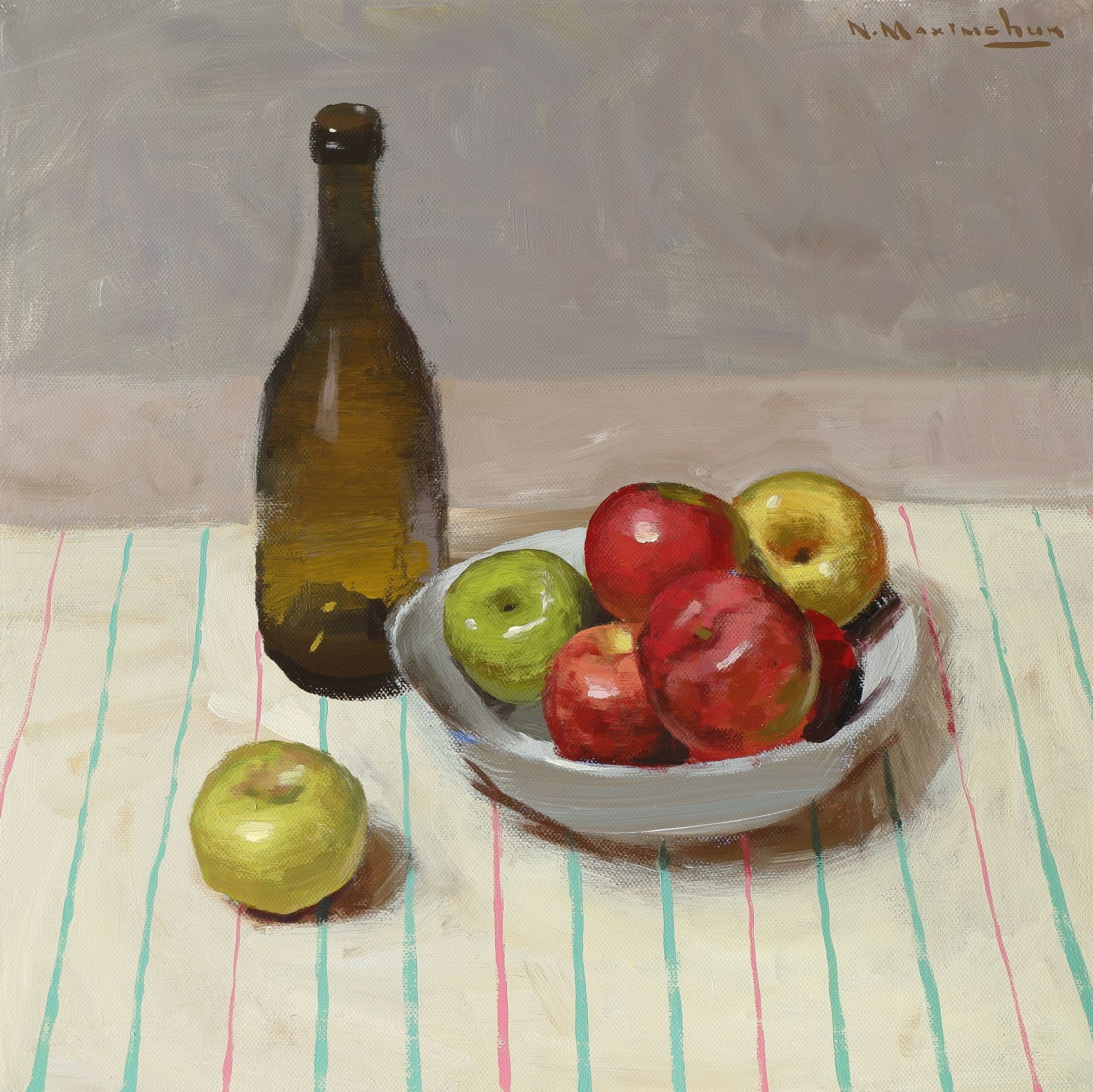 Никита Максимчук (Картина, живопись - 
                  40 x 40 см) Миска яблок