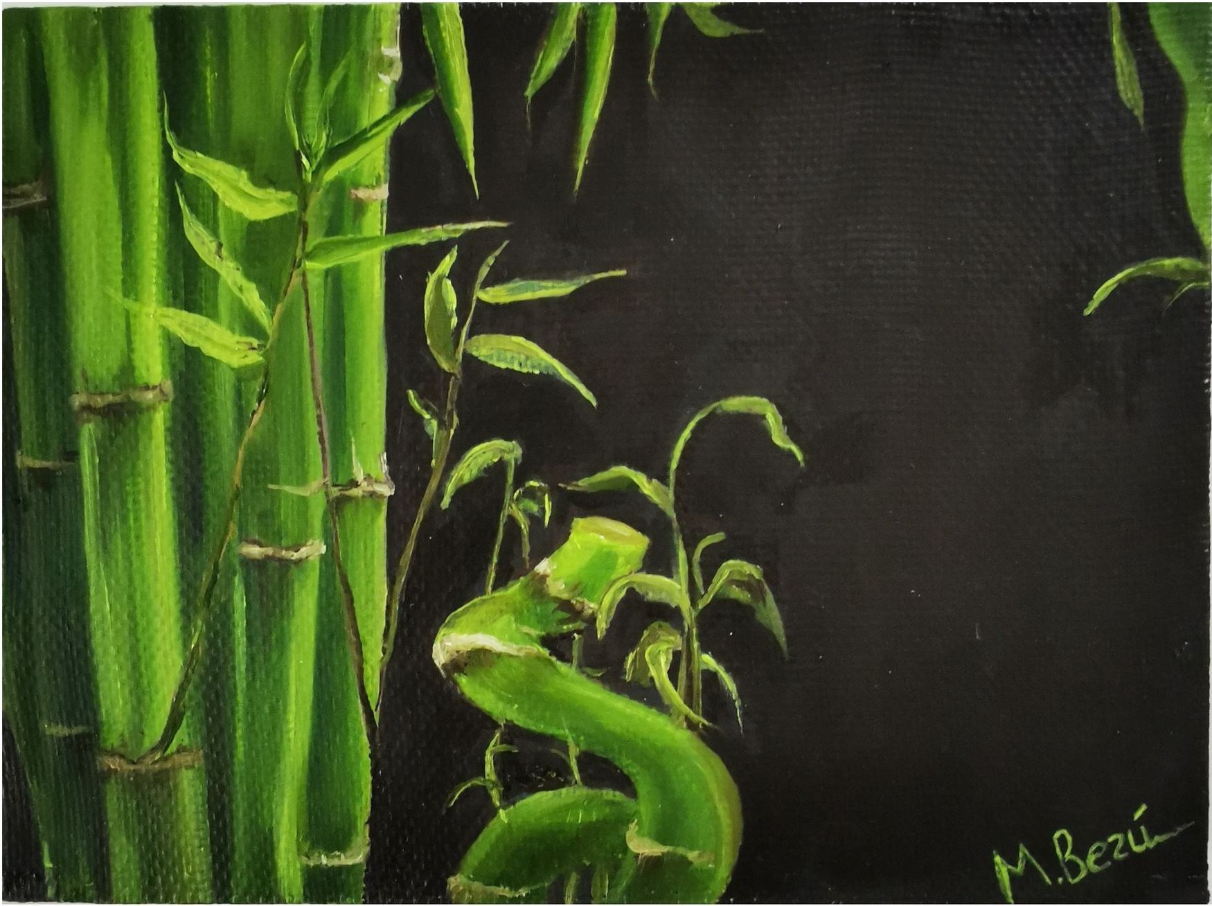 Мила Bezú (Картина, живопись - 
                  24 x 18 см) Jungle in the rain bamboo