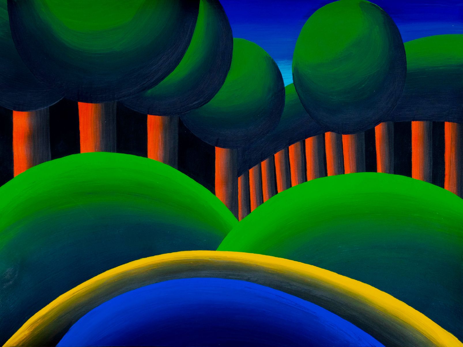 Олег Хвостов (Картина, живопись - 
                  40 x 30 см) Пейзаж с водоемом