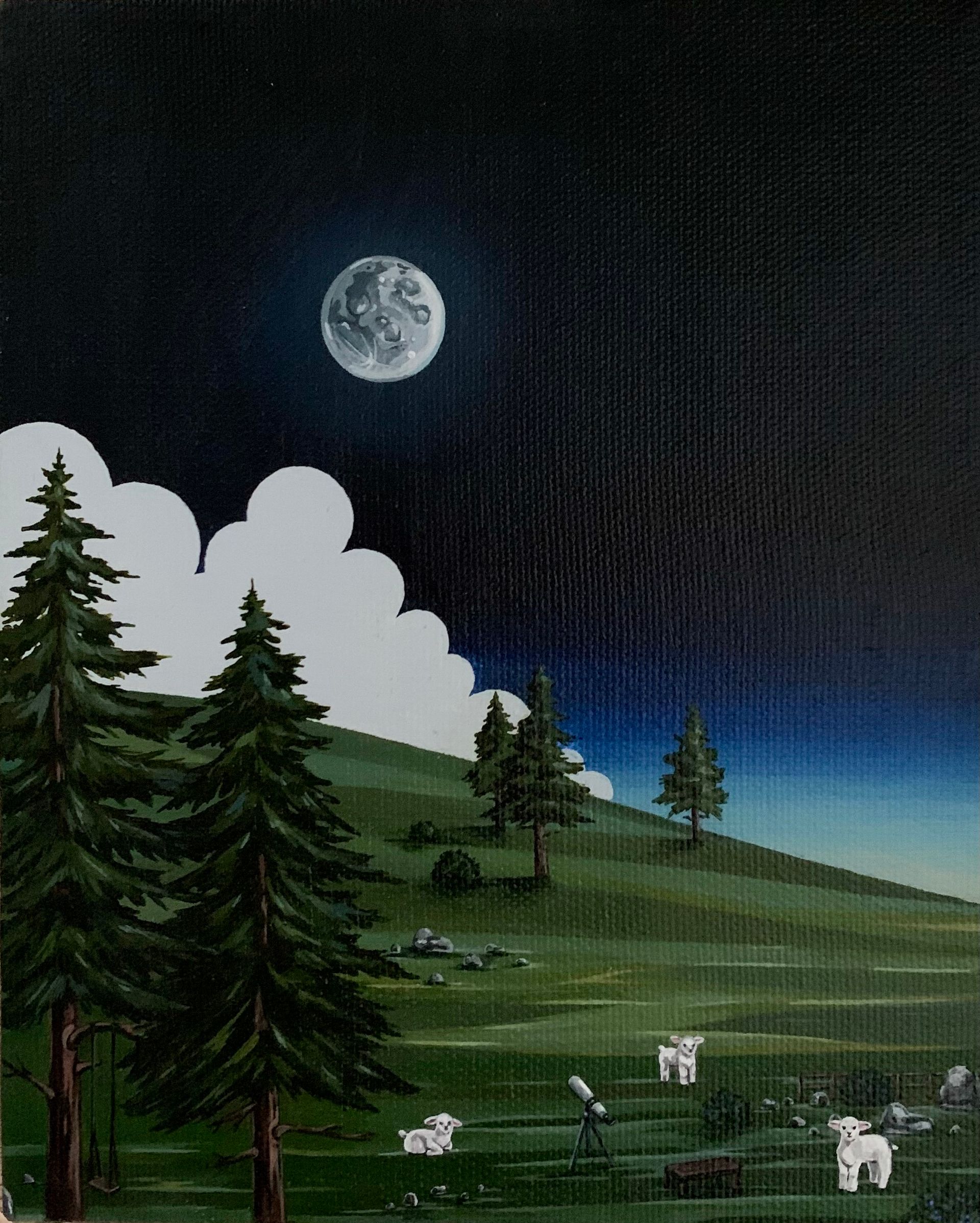 СВЕТ-ЛАНА (Картина, живопись - 
                  20 x 25 см) Ночной наблюдатель