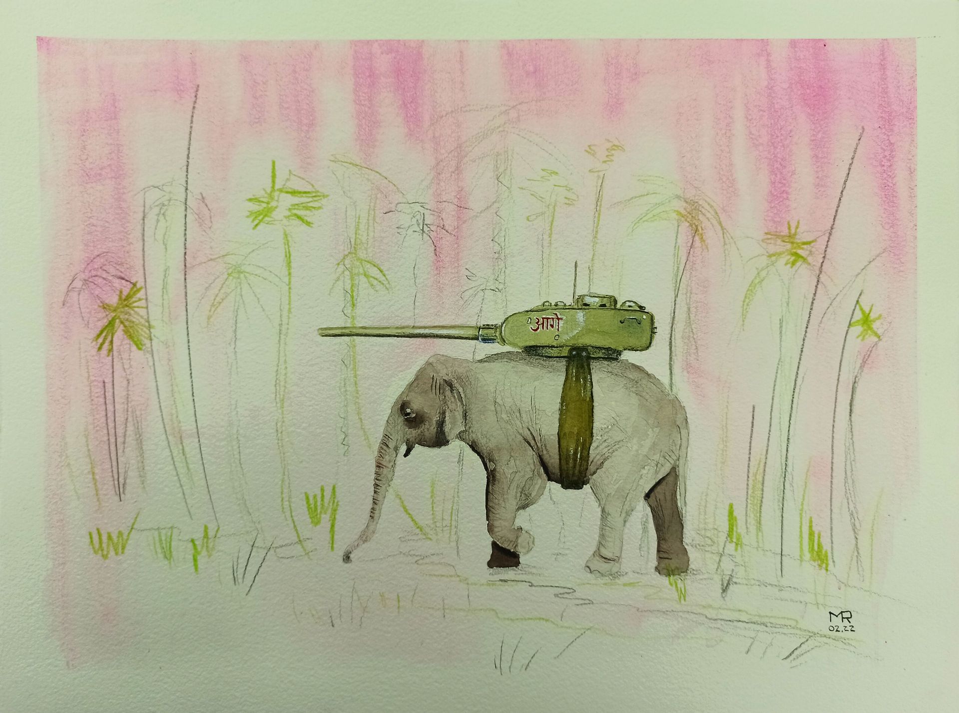 Михаил Рубанков (Авторская графика - 
                  40 x 30 см) Боевой слон
