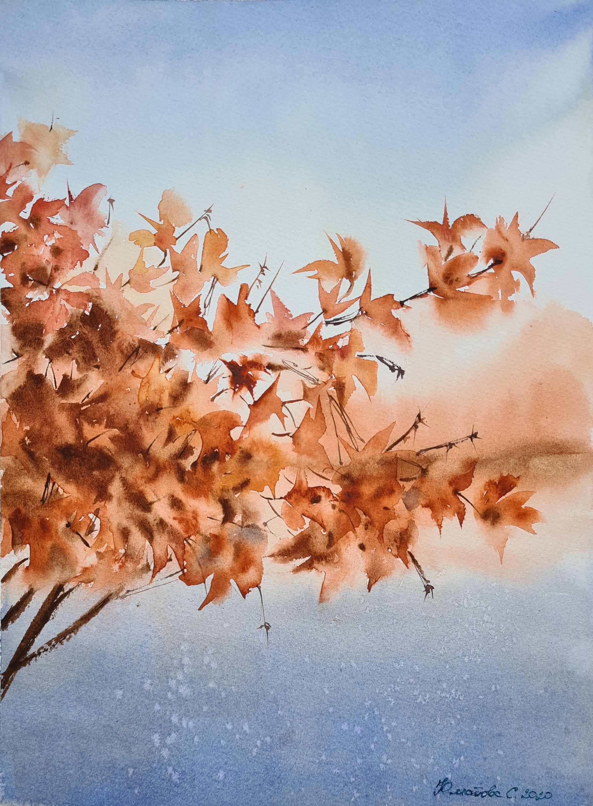 Светлана Юматова (Авторская графика - 
                  26 x 36 см) Игра цвета. Осень