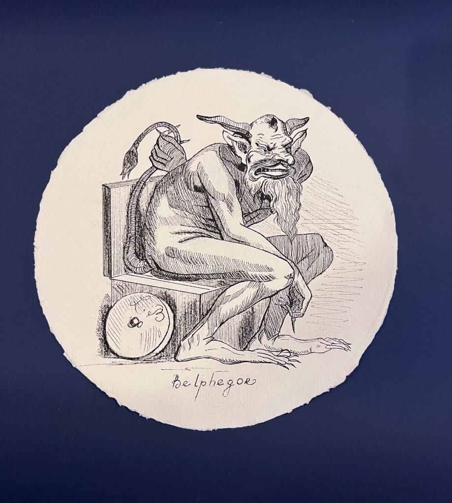 Нина Григель (Авторская графика - 
                  30 x 30 см) Бельфегор - демон изобретений и открытий, дарит гениальные идеи взамен на ночь любви с ним