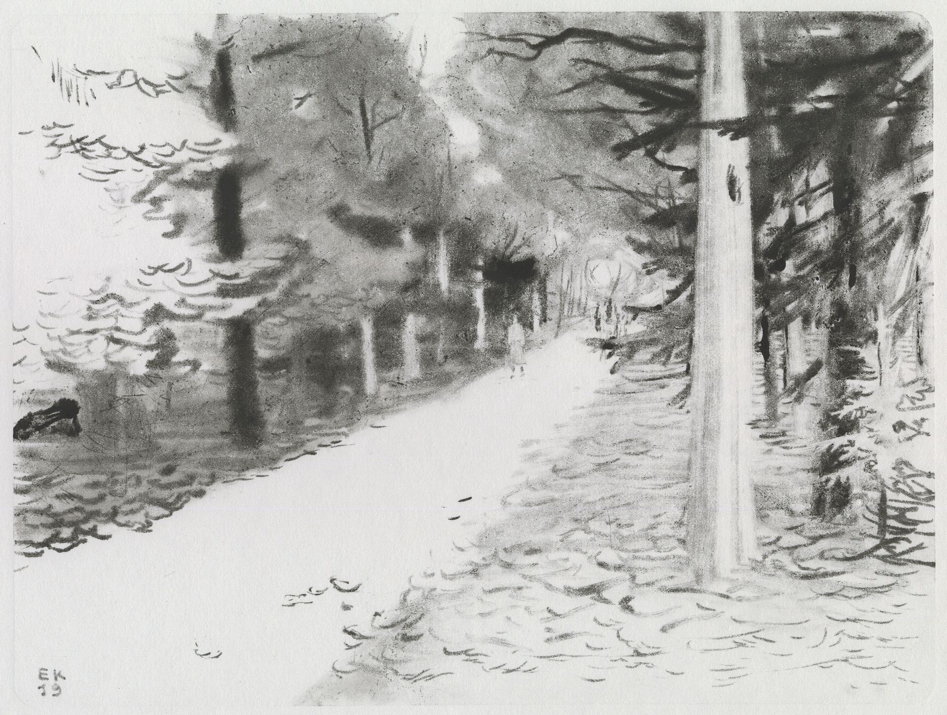 Евгения Крутова (Графика печатная - 
                  48 x 38 см) Главная аллея