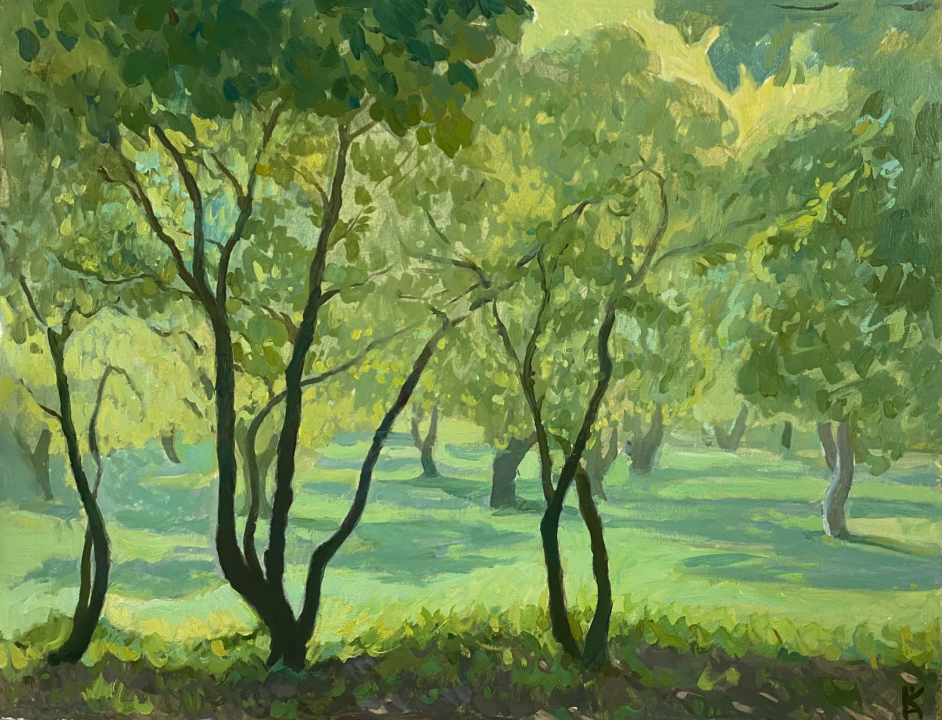 Алексей Кротов (Авторская графика - 
                  42 x 32 см) Яблоневый сад. Коломенское