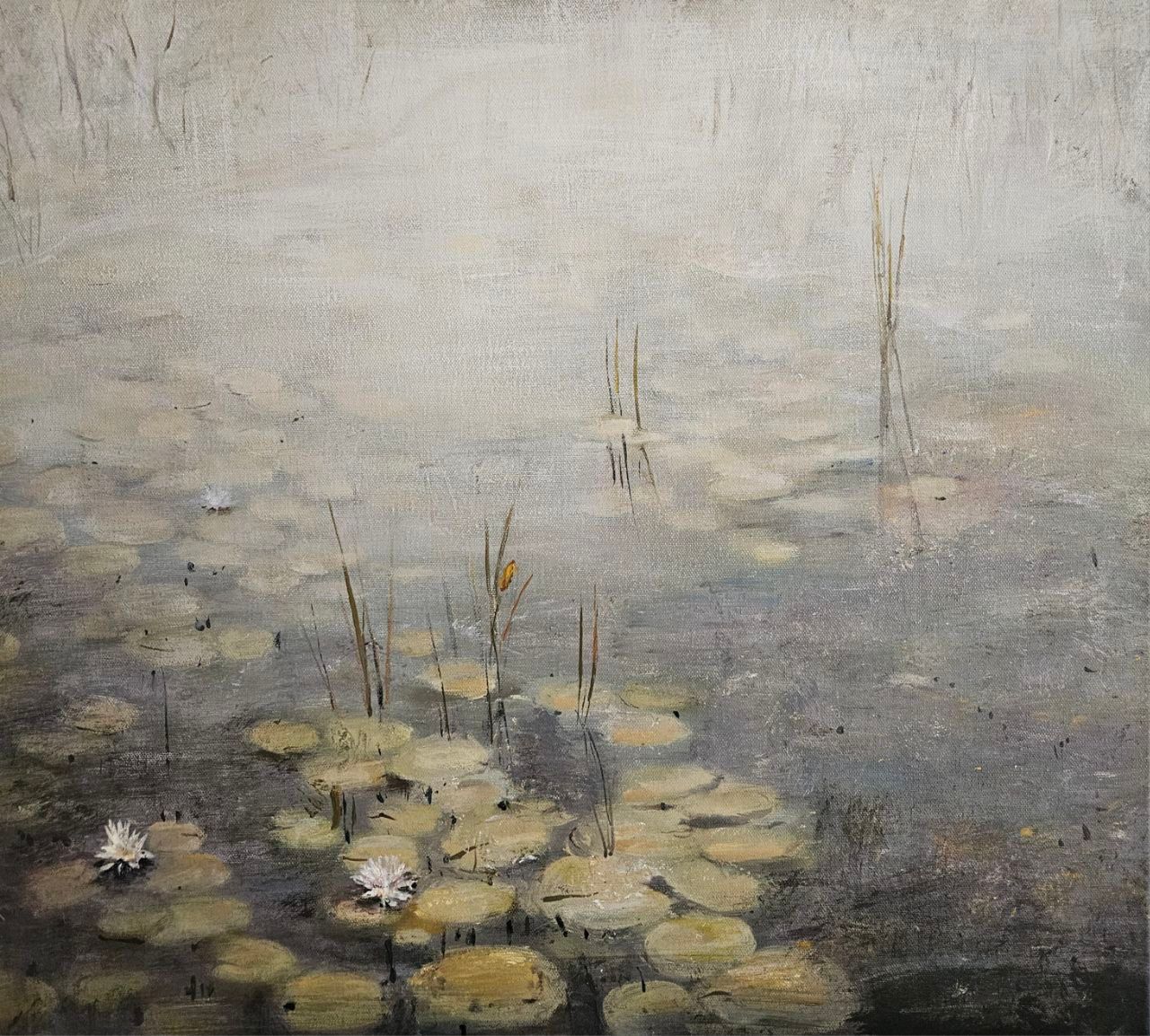 Людмила Пономарева (Картина, живопись - 
                  60 x 70 см) Пруд с кувшинками