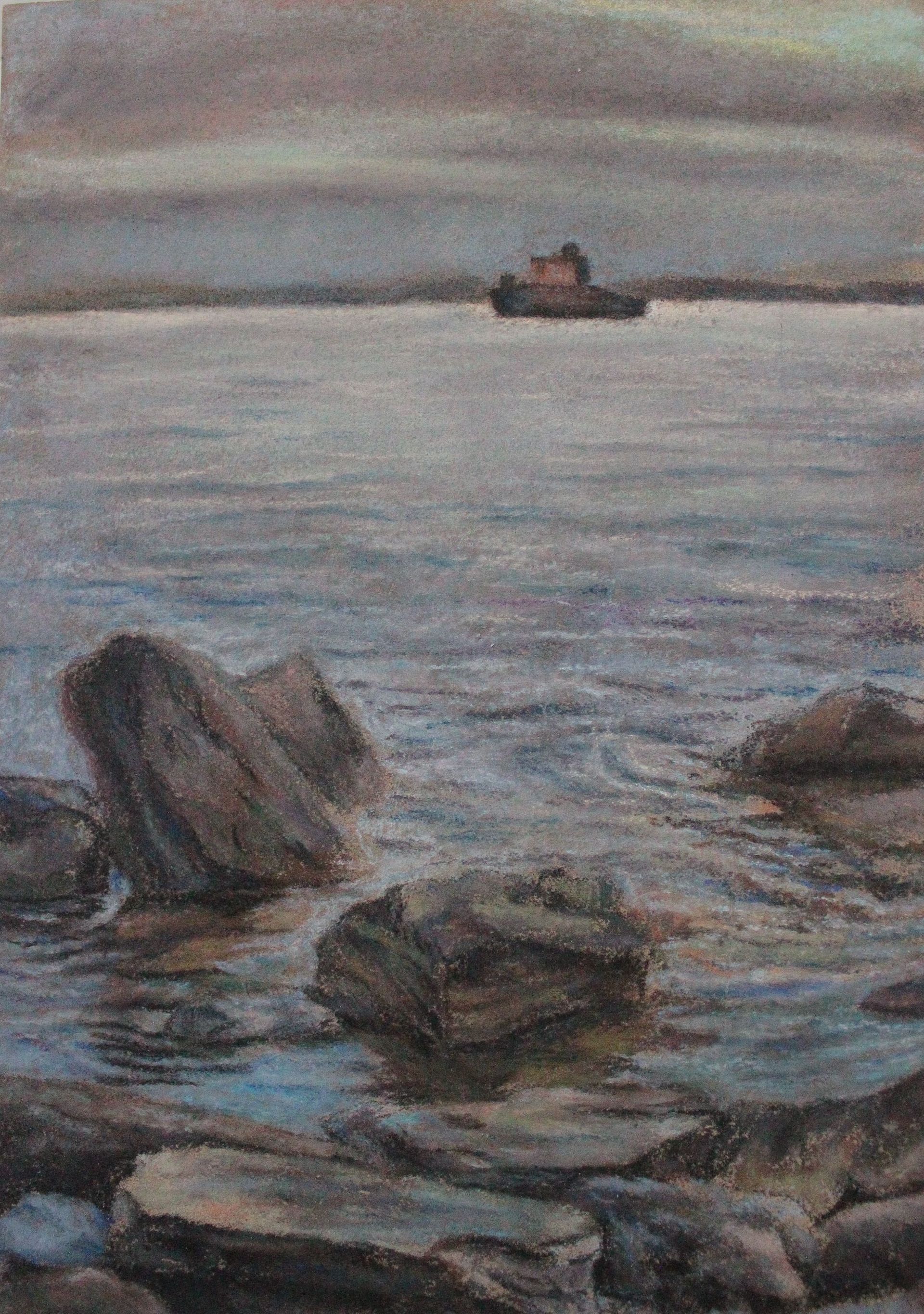 Александра Кныш (Авторская графика - 
                  14.3 x 21 см) Море, камни