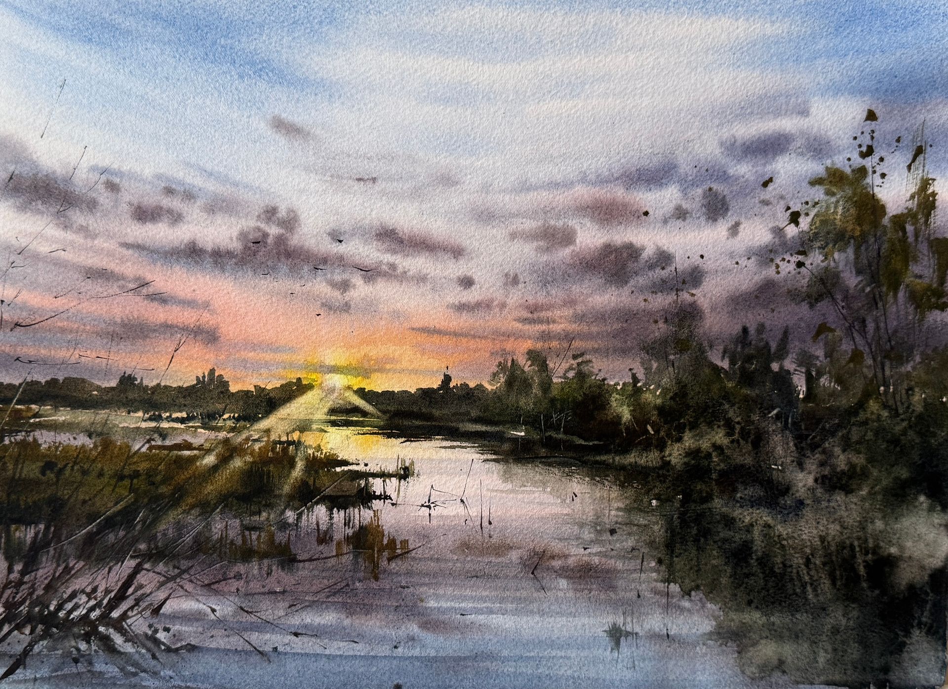 Жанна Губина (Авторская графика - 
                  38 x 27 см) Закат