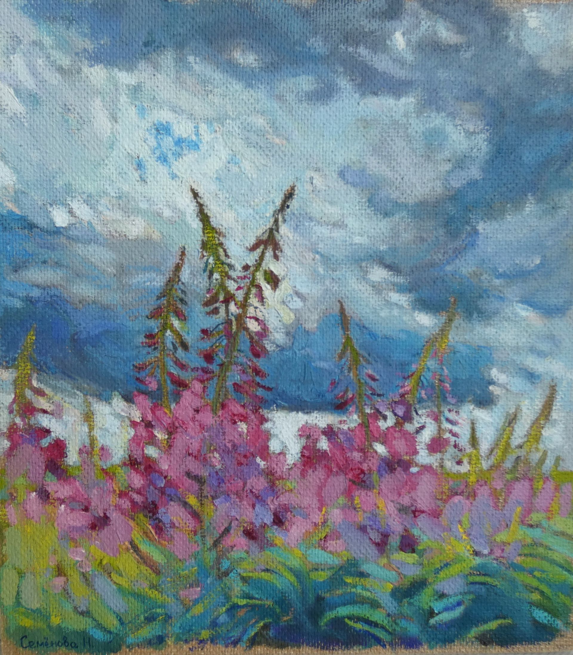 Наталья Семёнова (Картина, живопись - 
                  27 x 30 см) Поле. Иван-чай