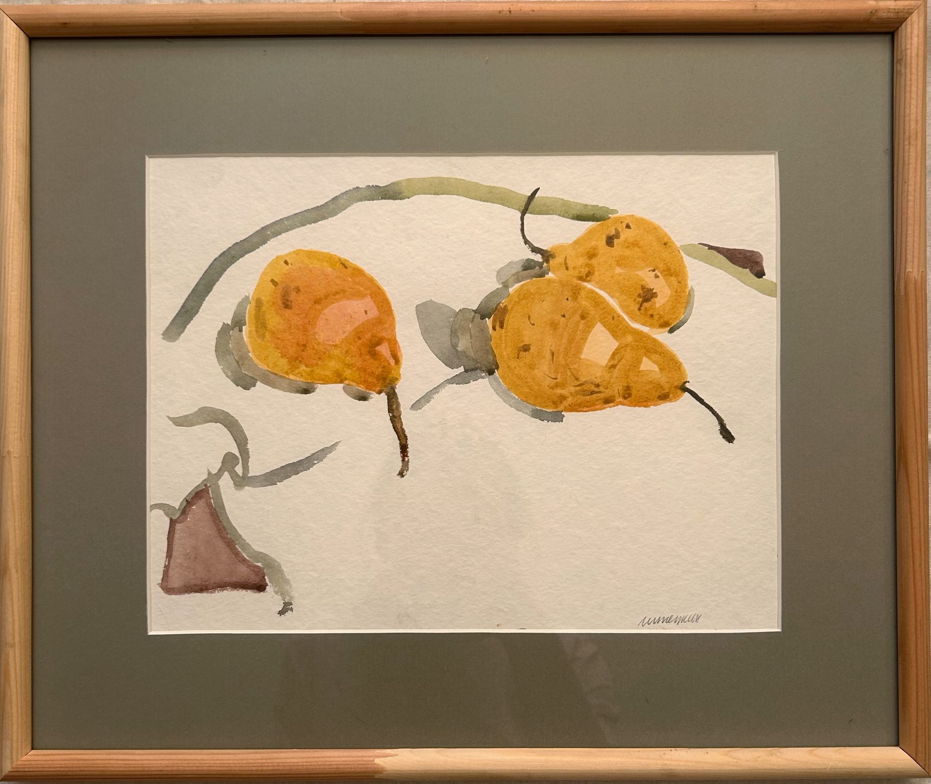 Настя Литецких (Авторская графика - 
                  39.5 x 33 см) Этюд с грушами