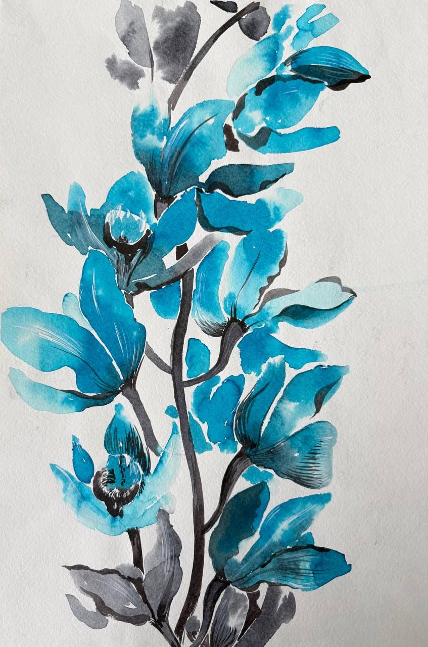 Алена Сокольникова (Авторская графика - 
                  27.5 x 41 см) Орхидея