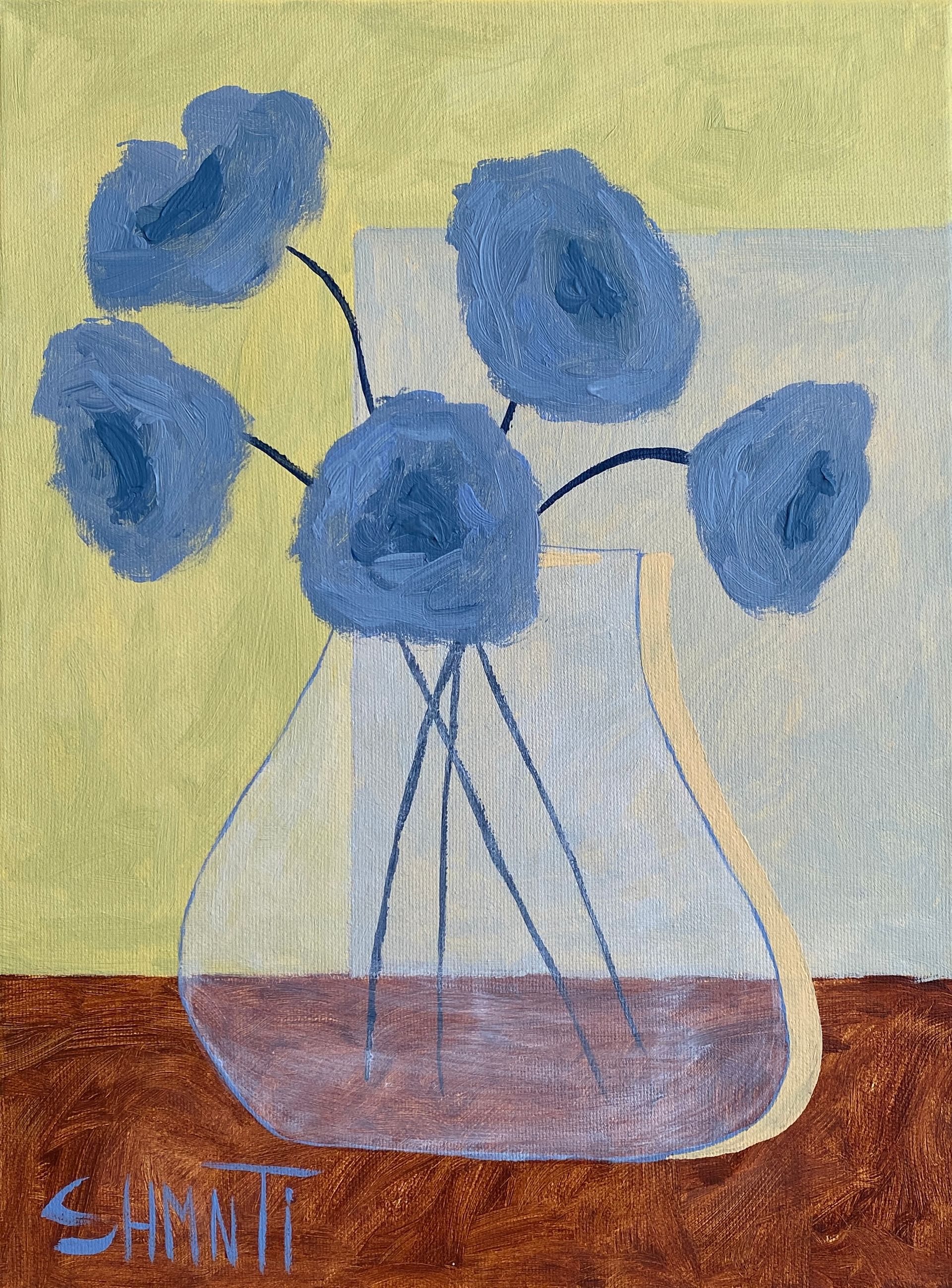 Shomina Ti (Картина, живопись - 
                  30 x 40 см) Ваза с Синими Анемонами