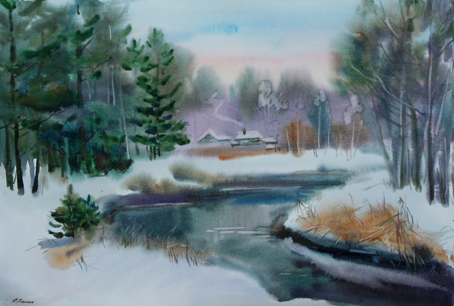 Елена Санина (Авторская графика - 
                  56 x 28 см) Ноябрь