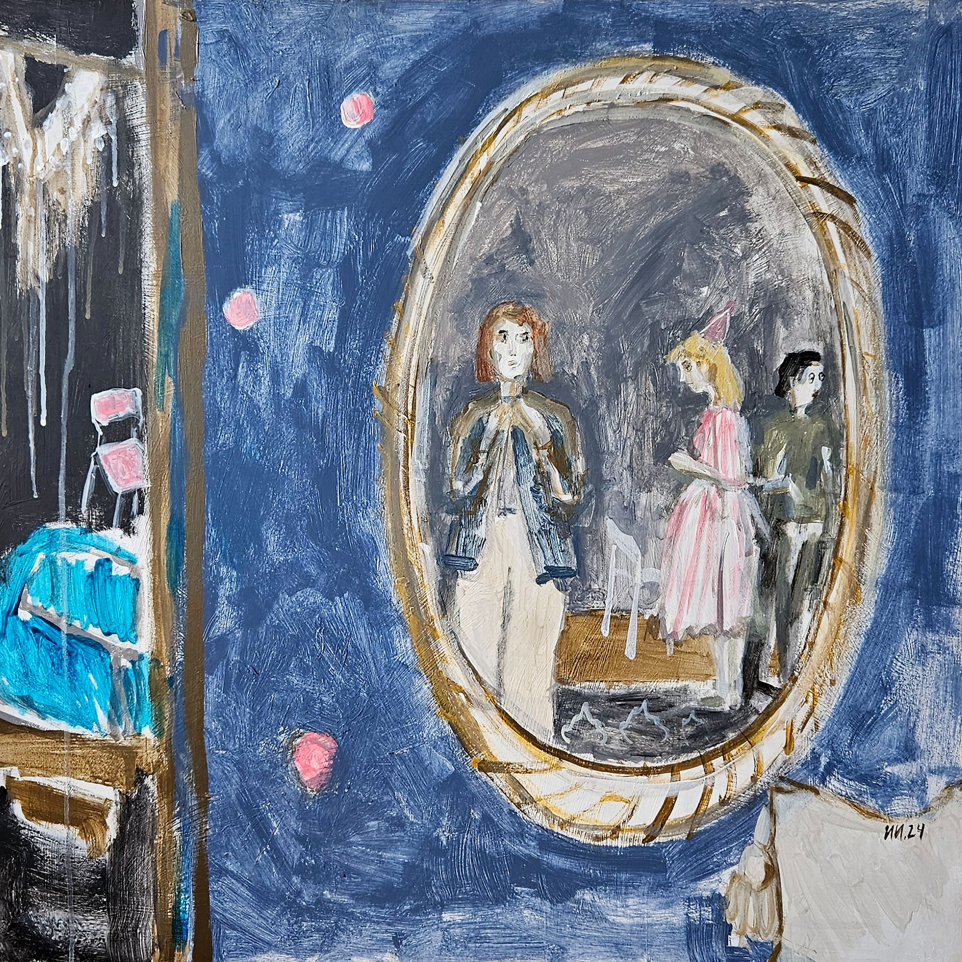 Ирина Ильина (Авторская графика - 
                  69.5 x 68.5 см) Однажды на набросках