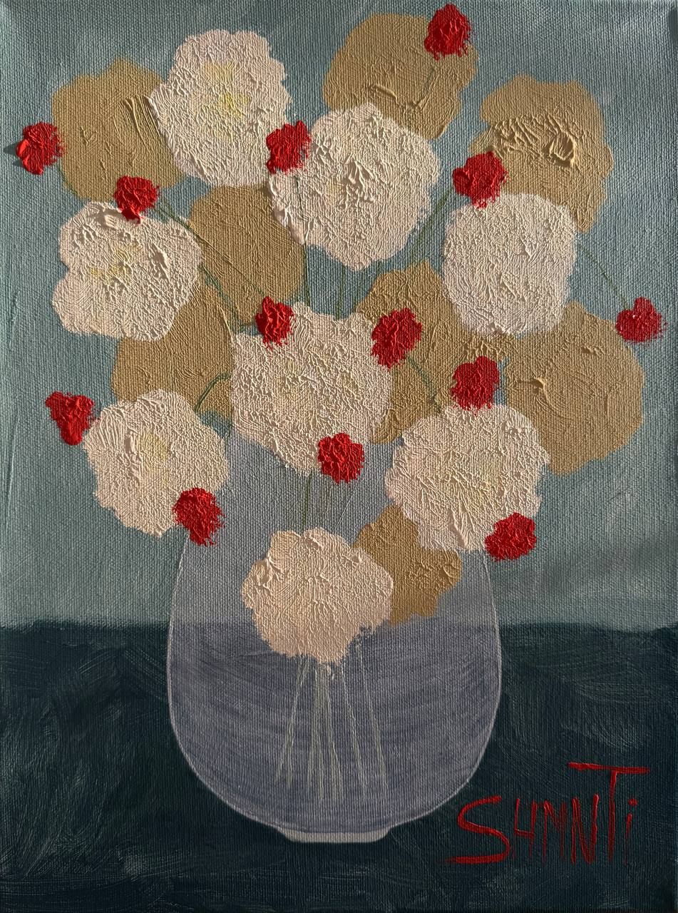 Shomina Ti (Картина, живопись - 
                  30 x 40 см) Ваза с белыми Ранункулюсами