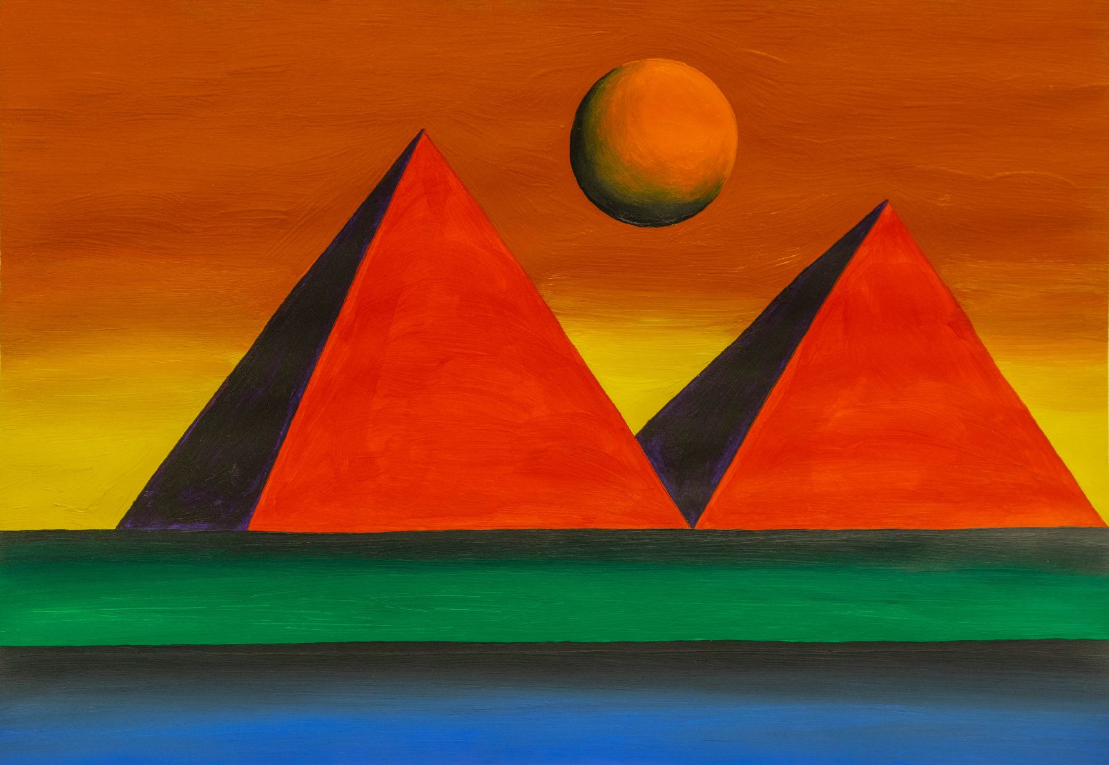 Олег Хвостов (Авторская графика - 
                  59 x 42 см) Пейзаж с пирамидами