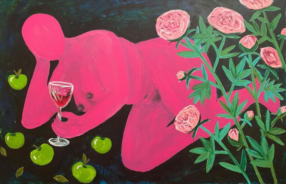 Анастасия Трапезникова (Картина, живопись - 
                  90 x 60 см) The lady with the wine glass