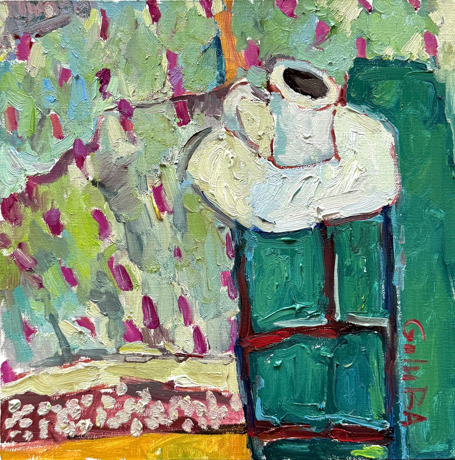 Анна Голубь (Картина, живопись - 
                  30 x 30 см) Утренний кофе в саду