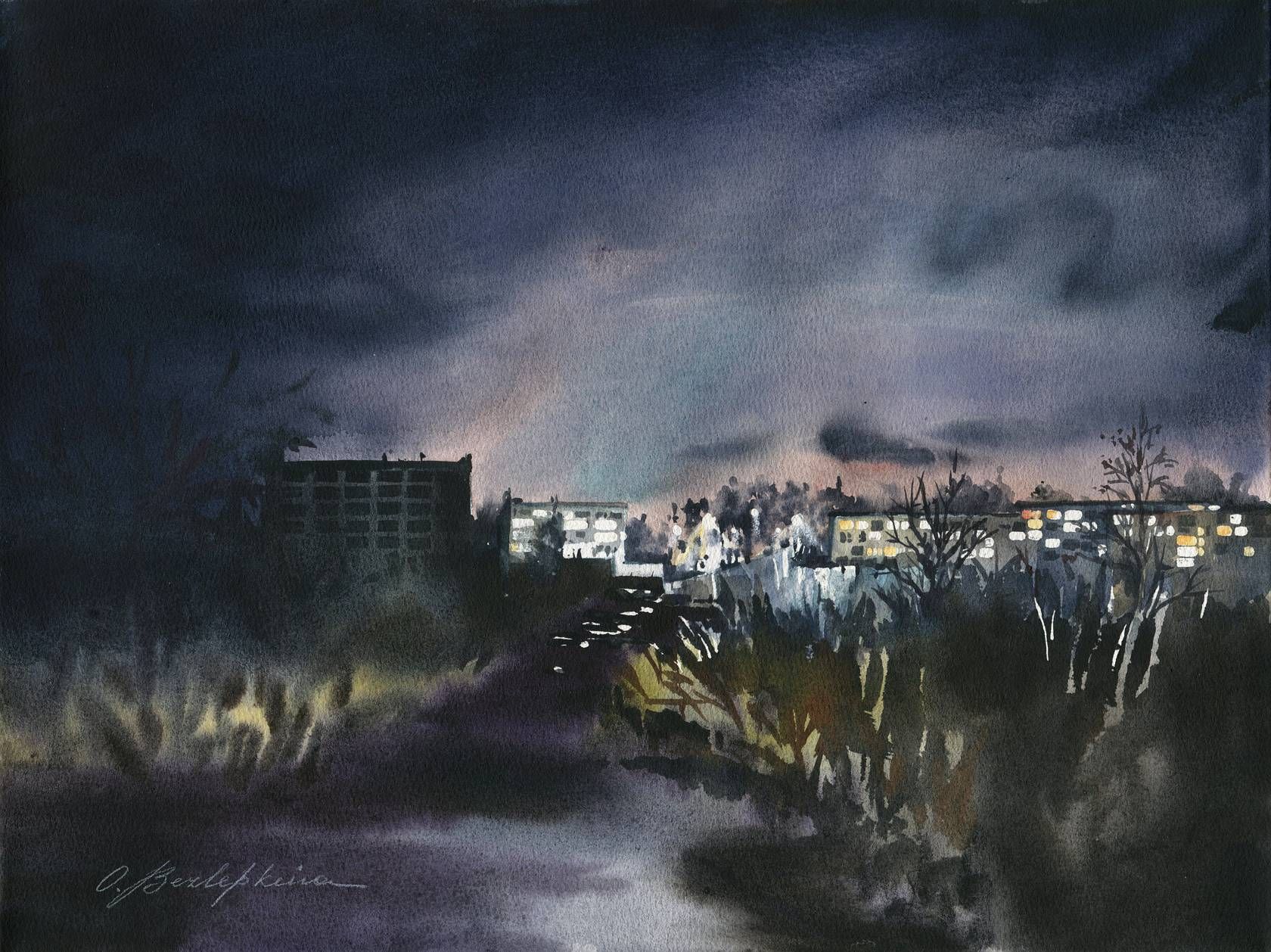 Ольга Безлепкина (Авторская графика - 
                  50 x 40 см) Заброшка