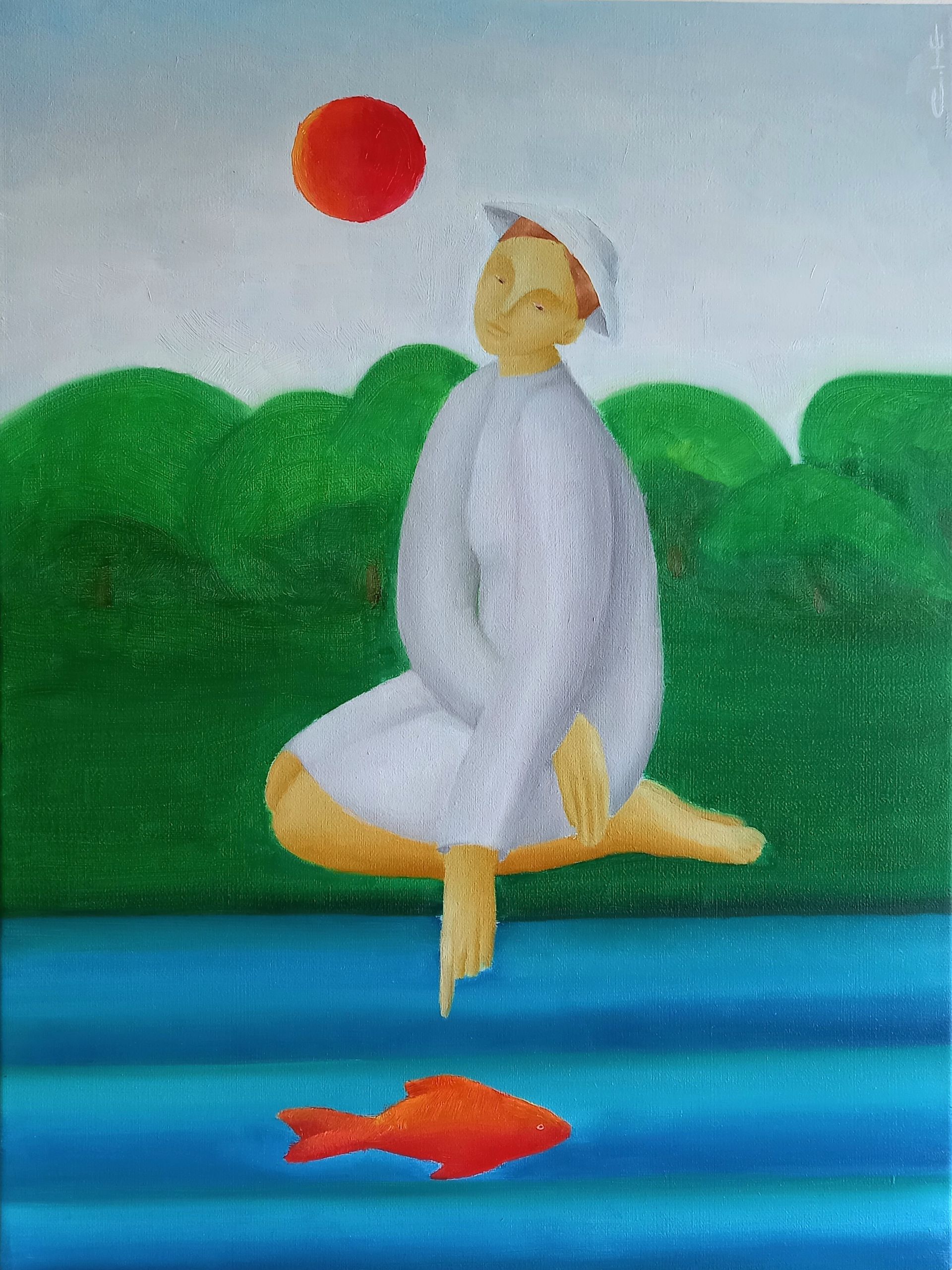 Саша Катинаускиене (Картина, живопись - 
                  30 x 40 см) Красная рыба в синей реке