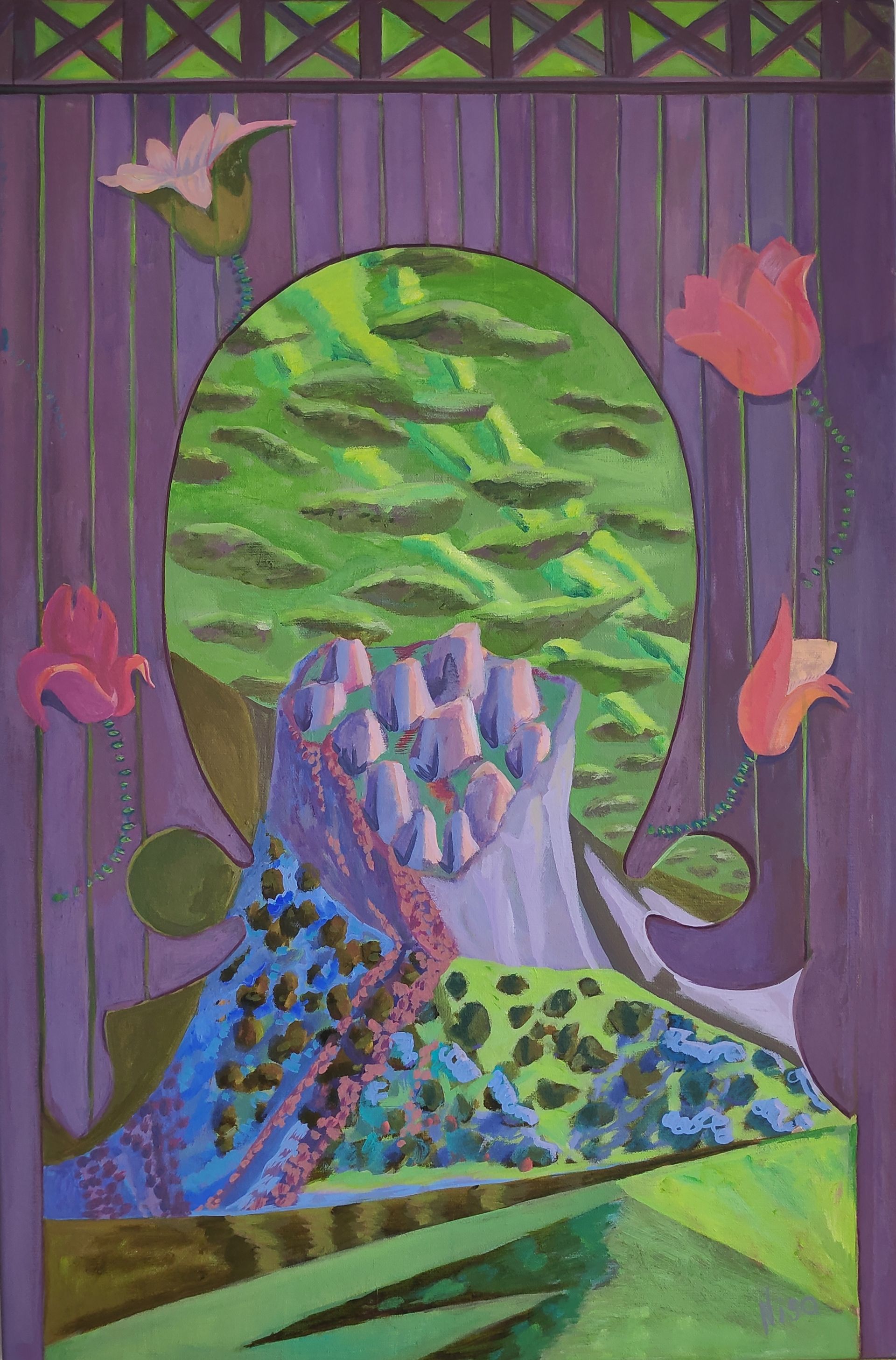 Нисо Атаханова (Картина, живопись - 
                  50 x 75 см) У сиреневой горы