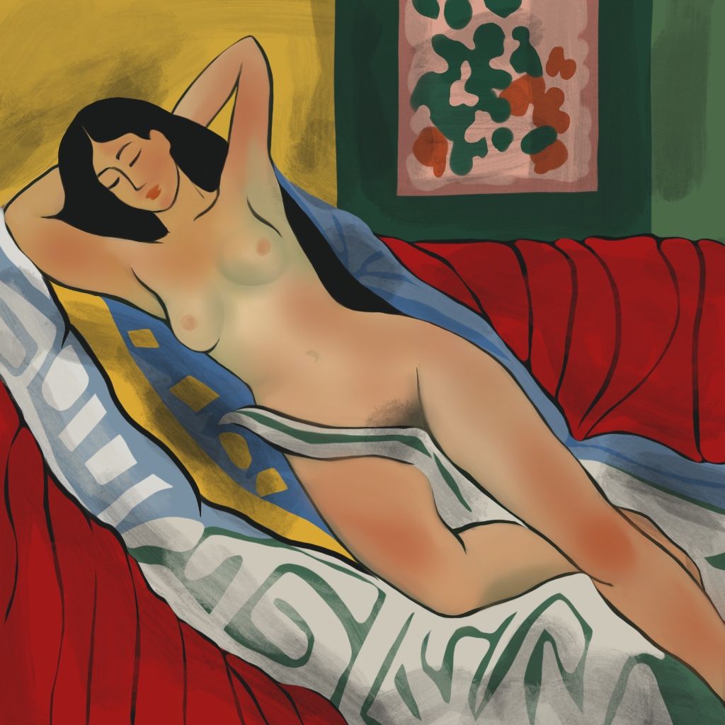 Нина Цориева (Картина, живопись - 
                  70 x 70 см) Обнаженная