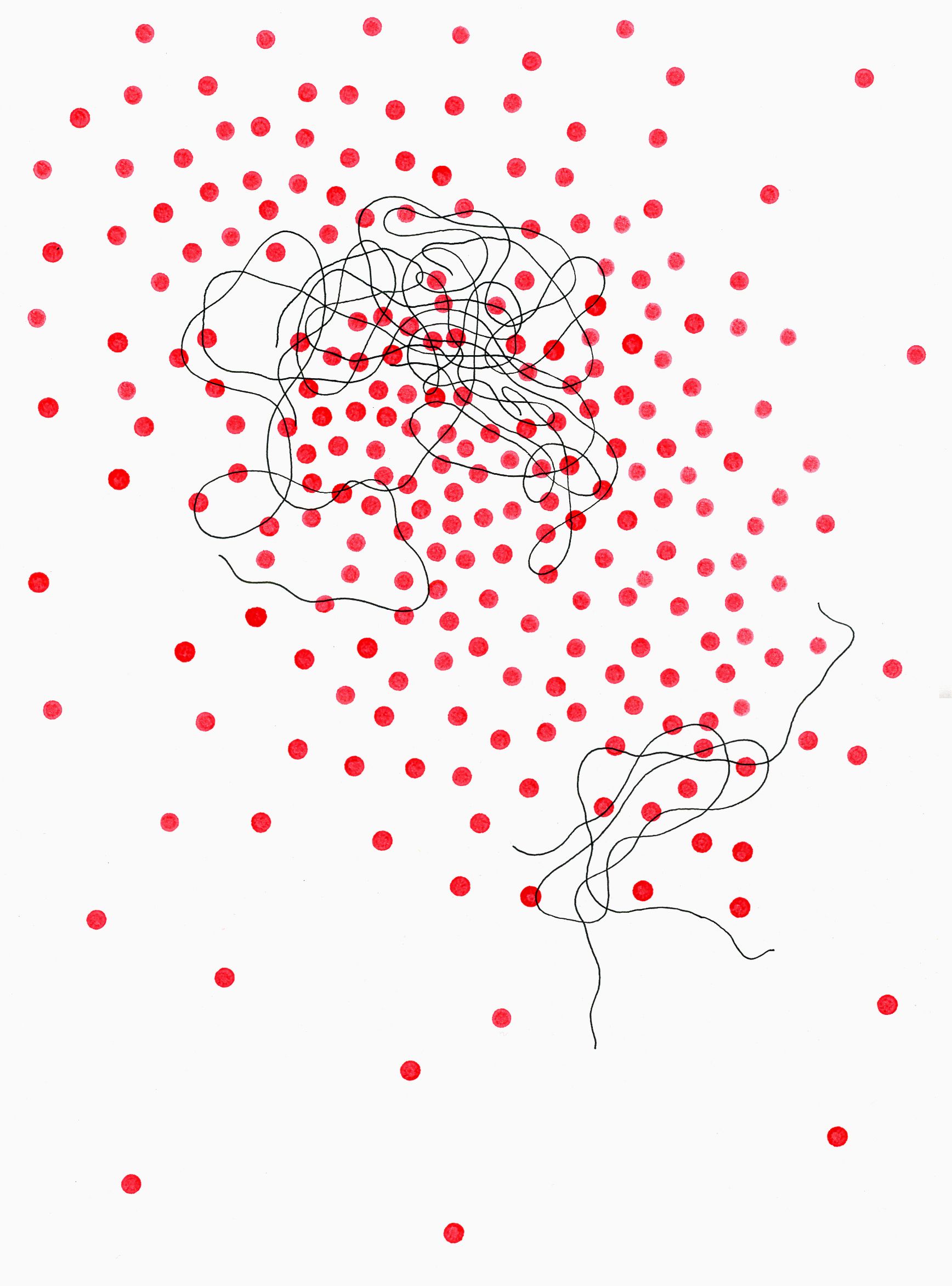 Анастасия Левина (Авторская графика - 
                  29.5 x 40 см) Red dots 001