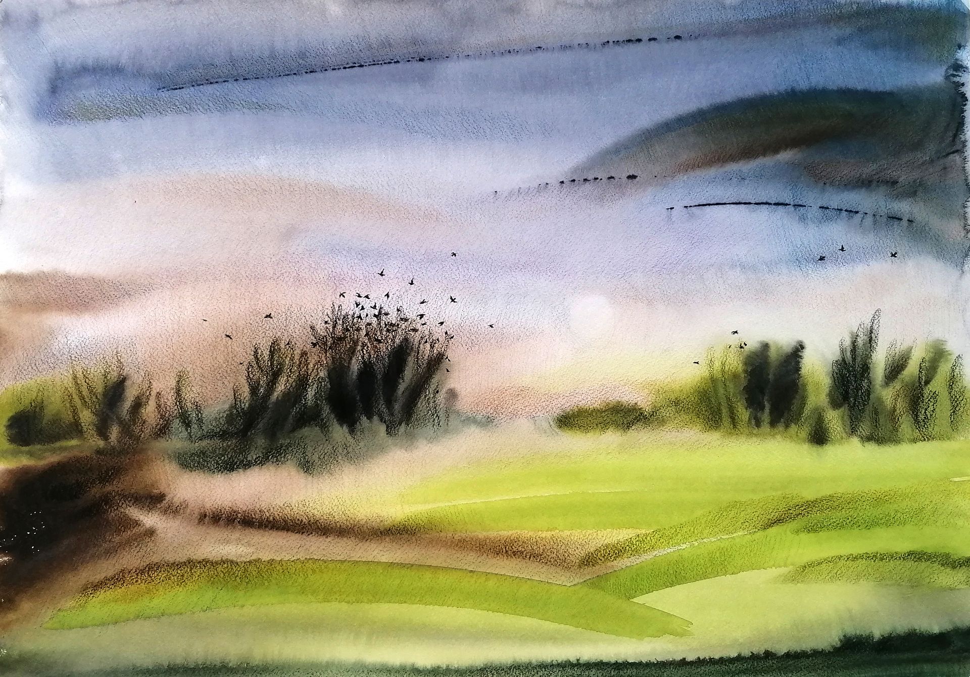 Юлия Куртова (Авторская графика - 
                  59 x 41 см) После дождя