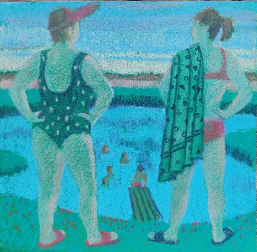 Екатерина Маланьина (Авторская графика - 
                  24 x 24 см) Купальщицы