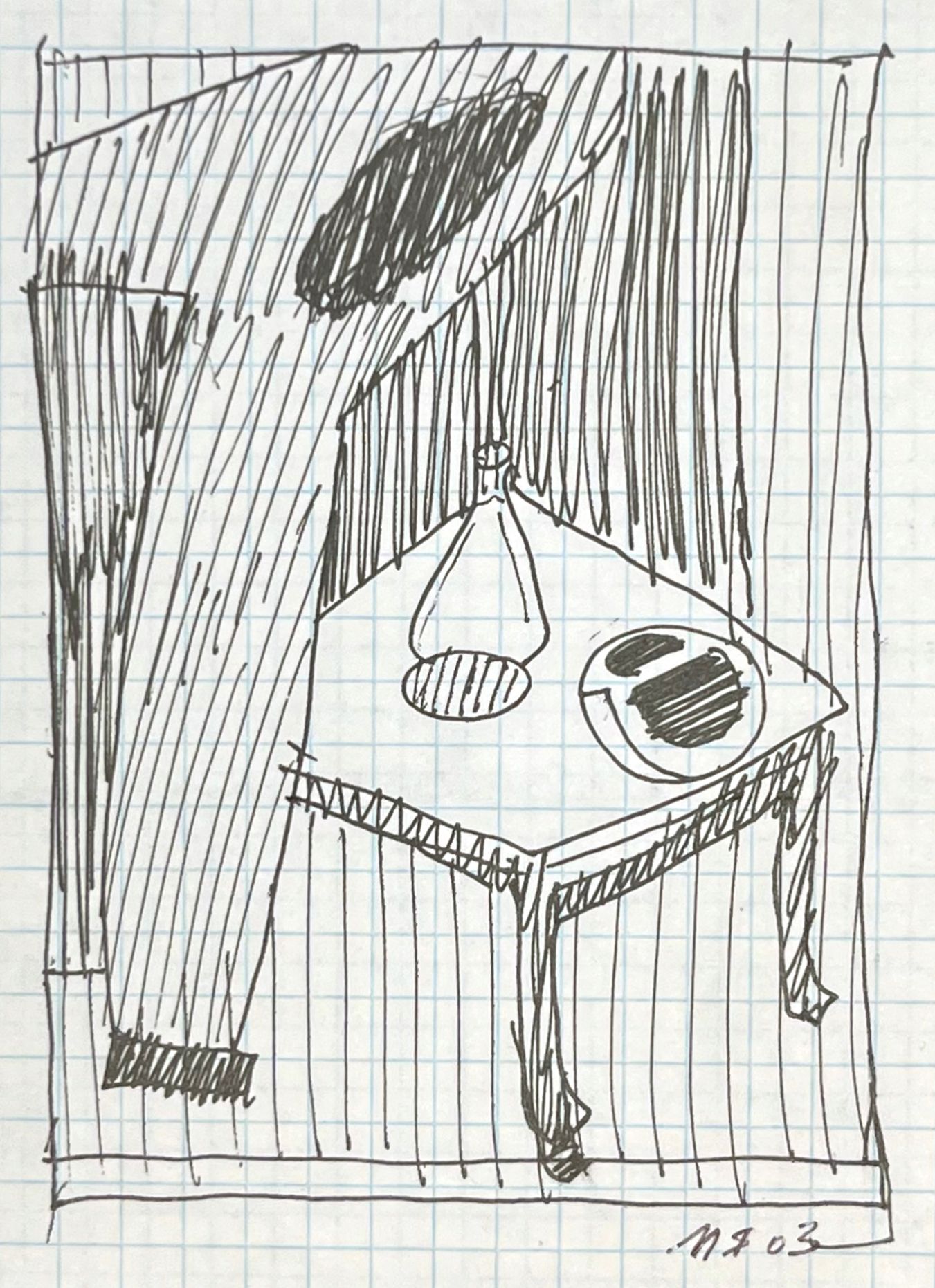 Марсель Ялалов (Авторская графика - 
                  23 x 32 см) Синий натюрморт