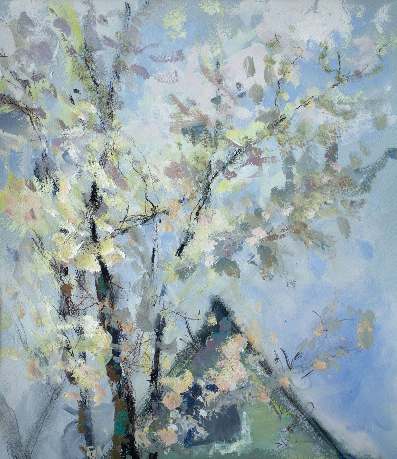 Oксана Шульга (Авторская графика - 
                  42 x 52 см) Алыча цветет на даче