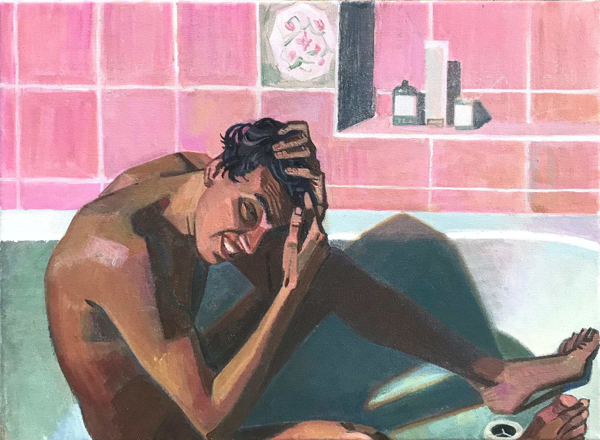 Иван Афонский (Картина, живопись - 
                  35 x 25 см) В ванне