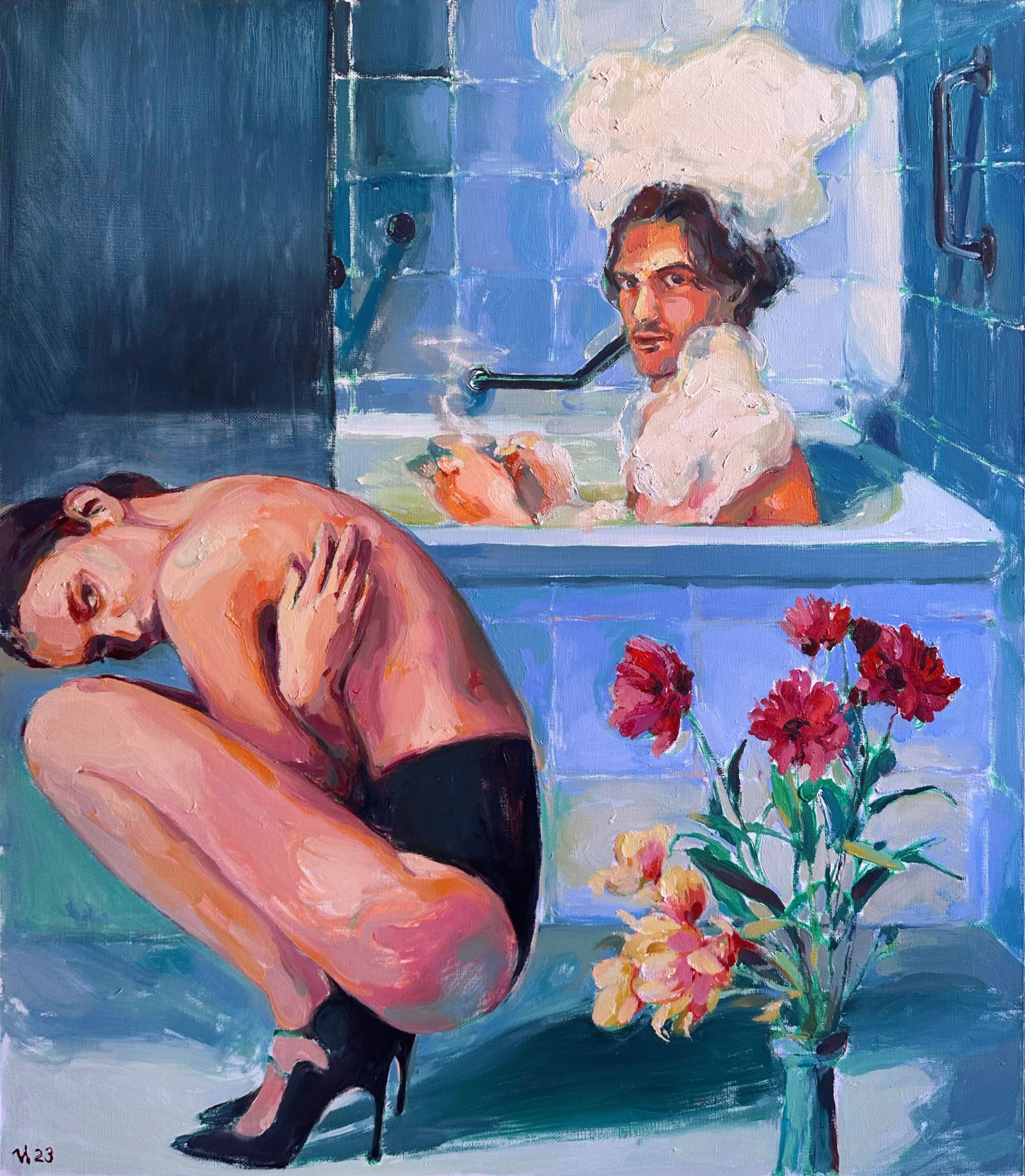 Илья Филатов (Картина, живопись - 
                  80 x 90 см) Подглядывание