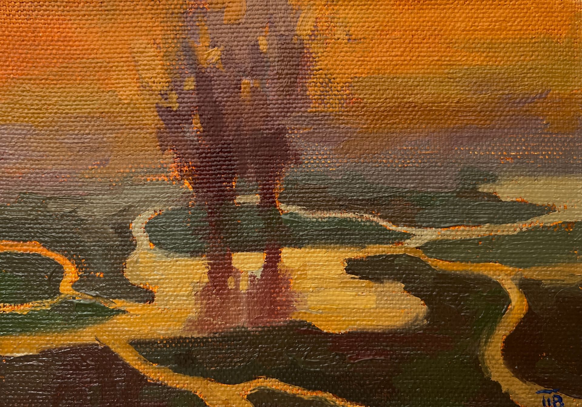 Владислава Тарасова (Картина, живопись - 
                  18.2 x 13 см) Тёплый закат