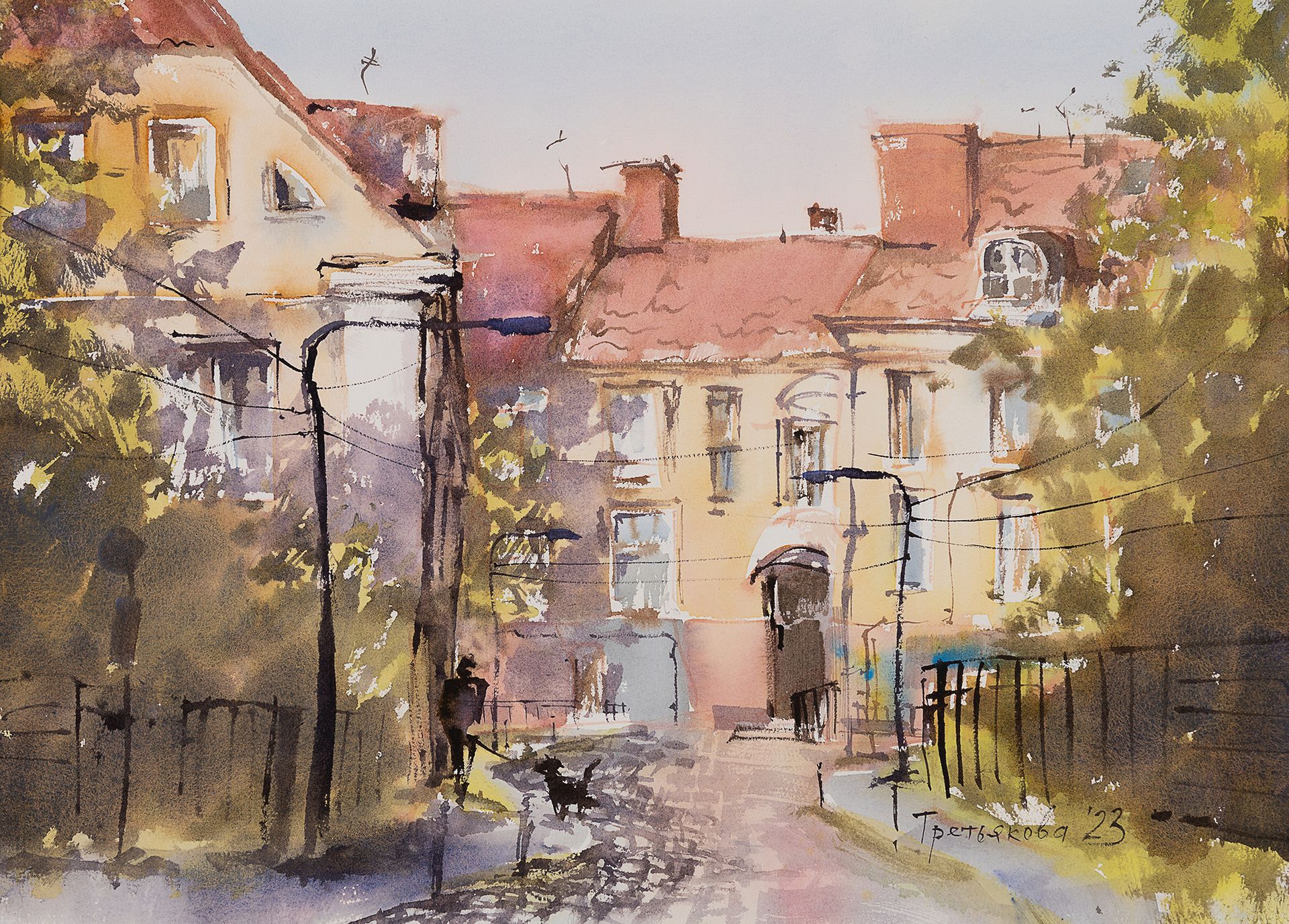 Юлия Третьякова (Авторская графика - 
                  53.5 x 38.5 см) Родная улица. Калининград