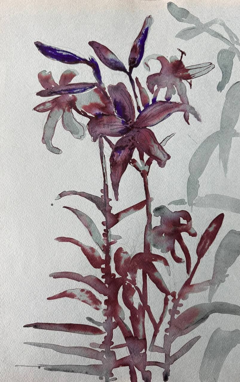 Алена Сокольникова (Авторская графика - 
                  27 x 42 см) Лилии