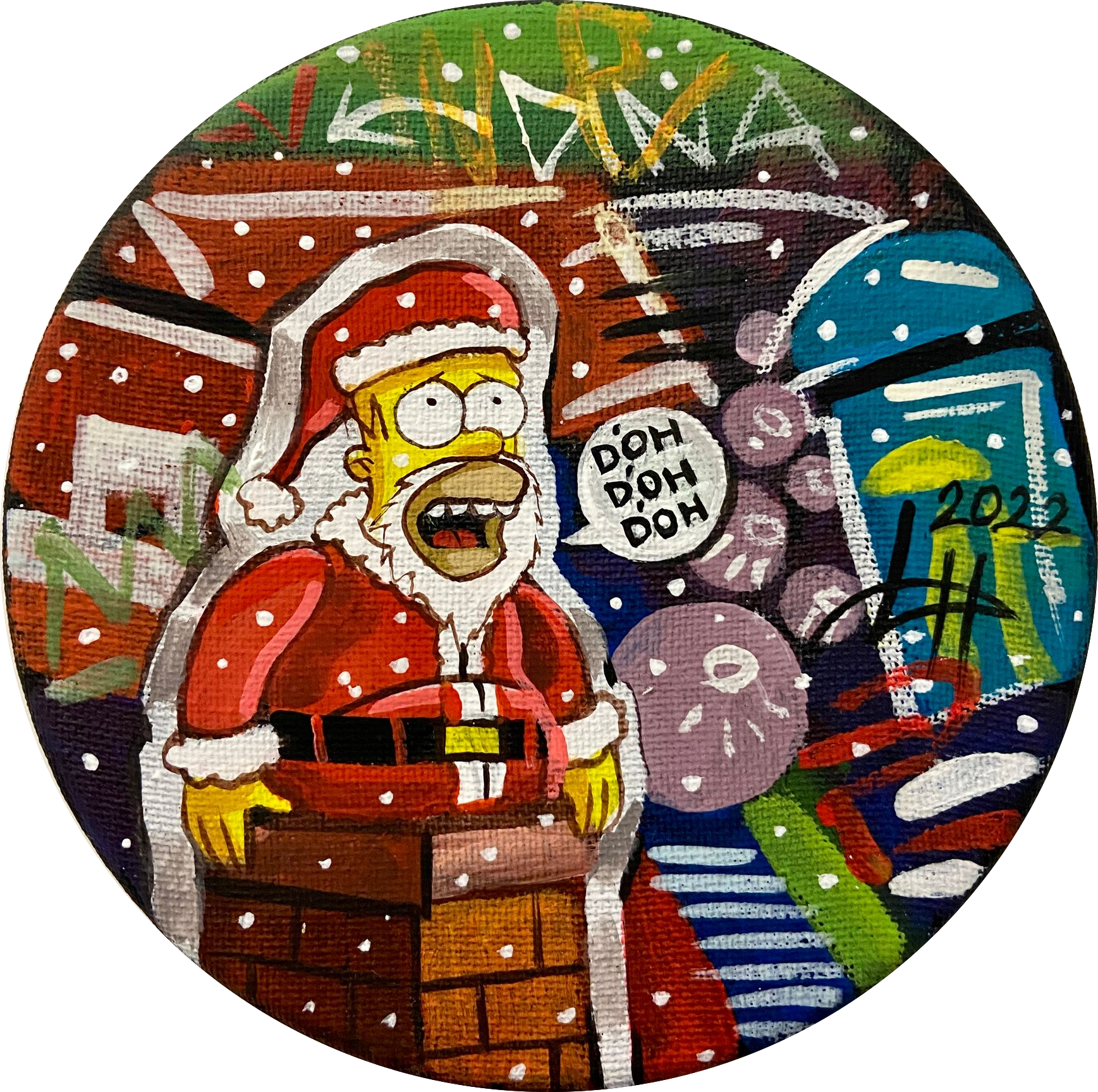 Динара Хёртнагль (Картина, живопись - 
                  15 x 15 см) D’OH D’OH D’OH. Christmas edition